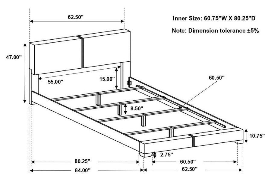 Conner Leatherette Panel Bed, Queen Size