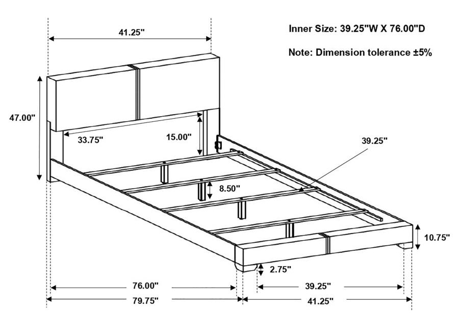 Conner Leatherette Panel Bed, Twin Size