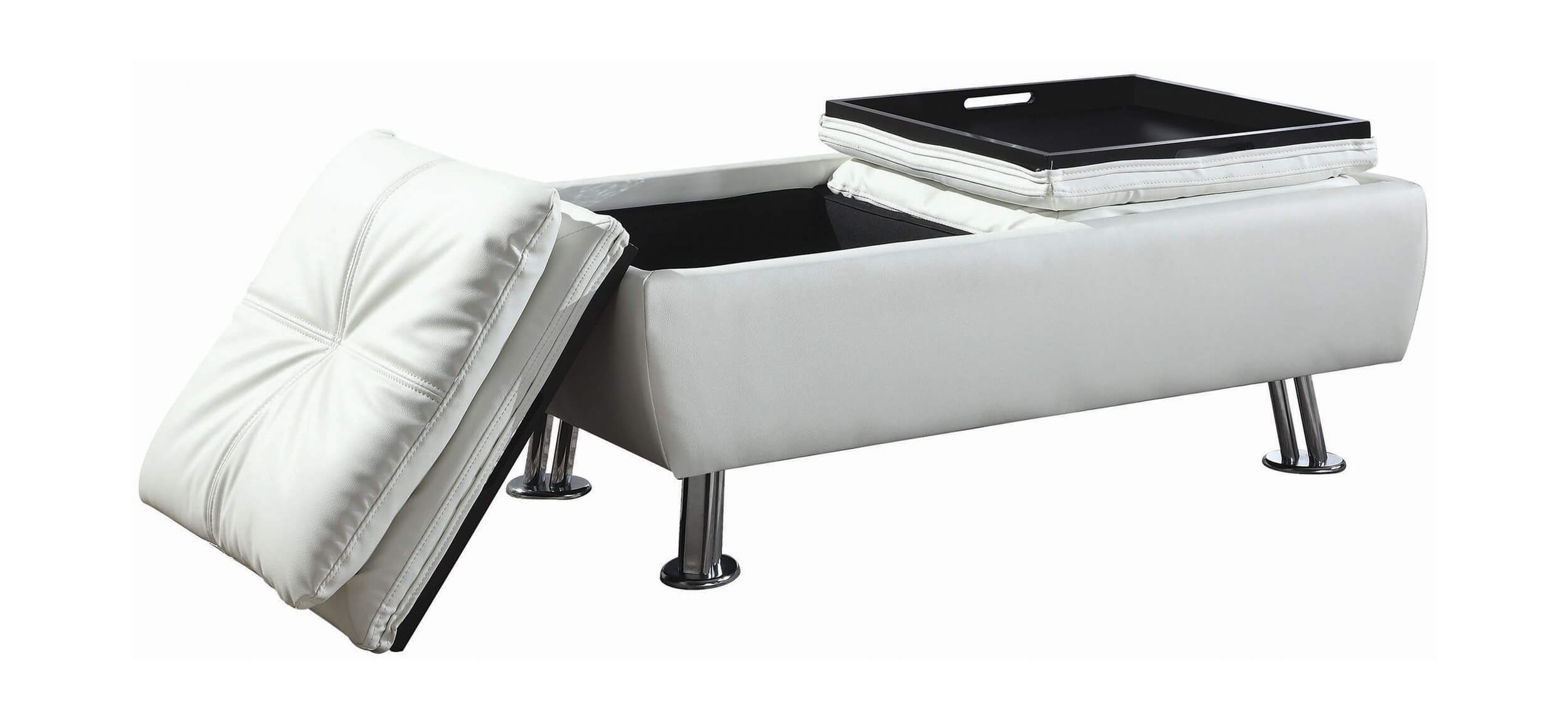 Dilleston Leatherette Storage Ottoman with Removable Trays