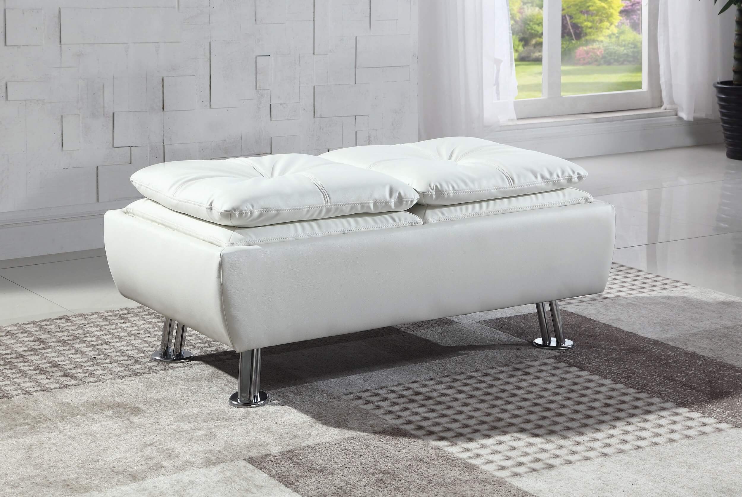 Dilleston Leatherette Storage Ottoman with Removable Trays