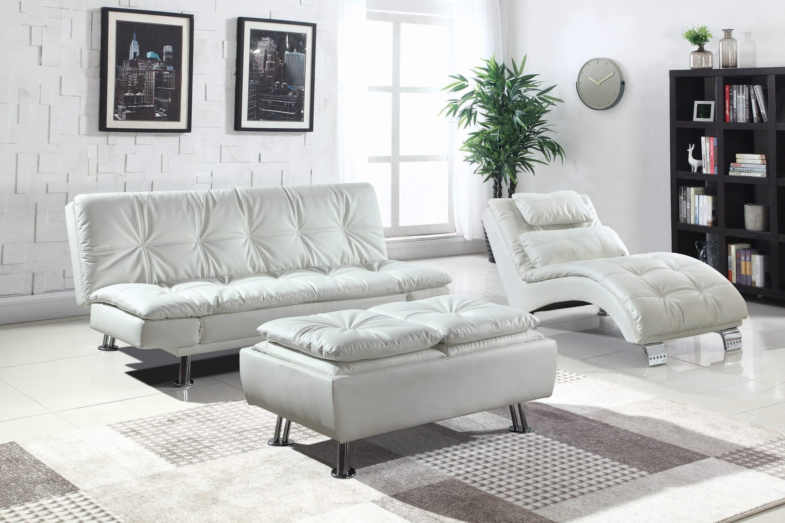 Dilleston Leatherette Storage Ottoman with Removable Trays