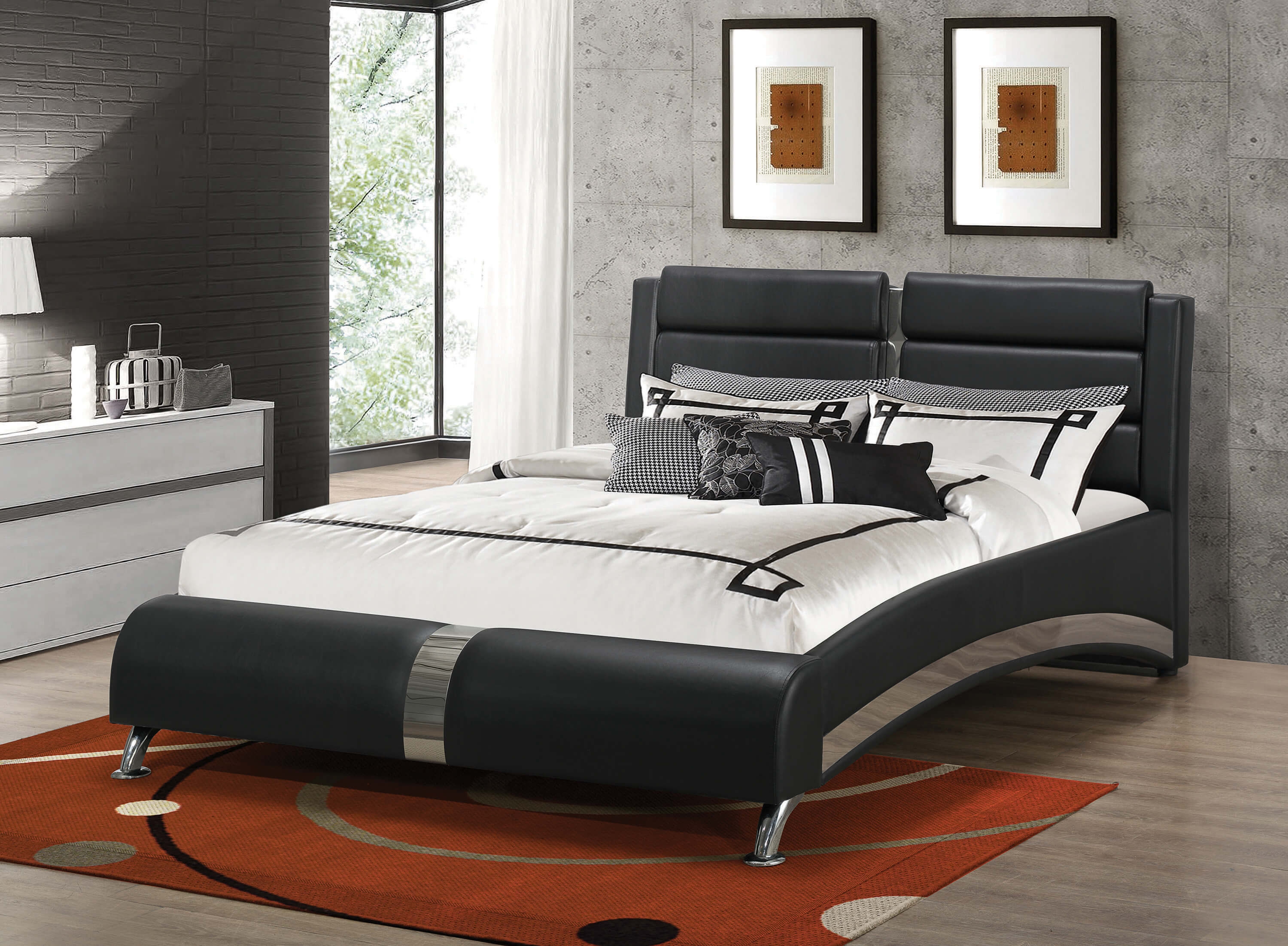 Jeremaine Leatherette Platform Bed, Eastern King Size
