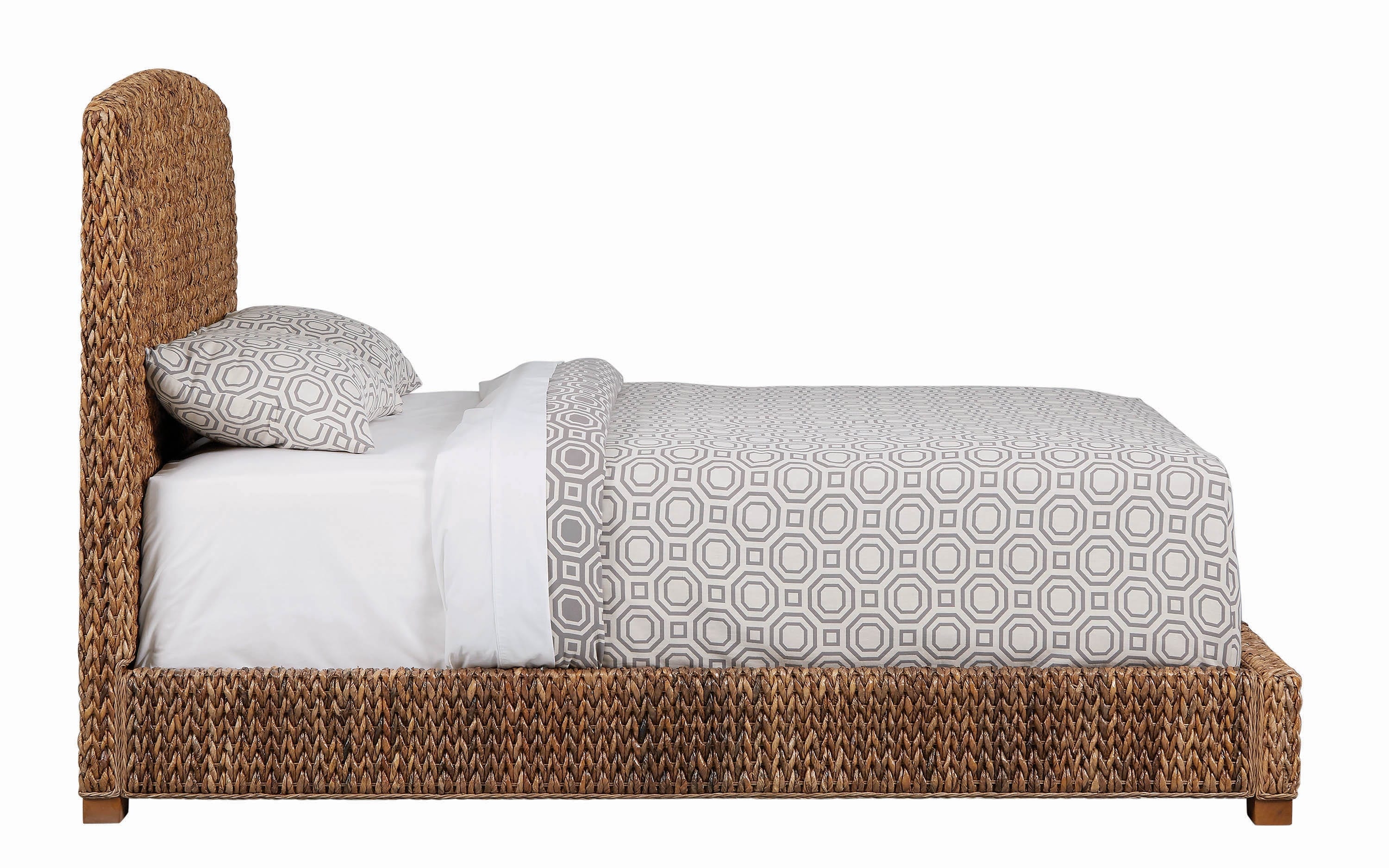 Laughton Wood Hand-Woven Banana Leaf Bed, Queen Size