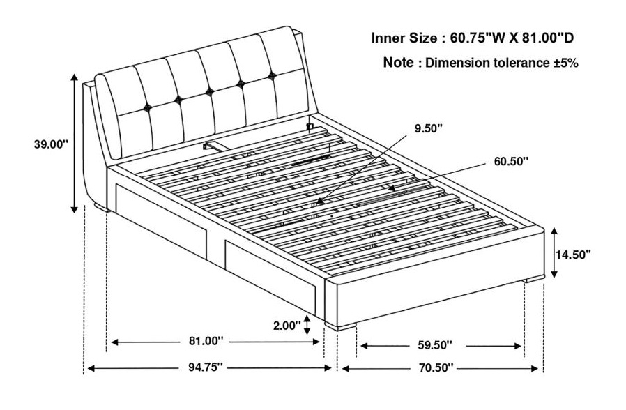 Fenbrook Fabric Tufted Storage Bed, Queen Size