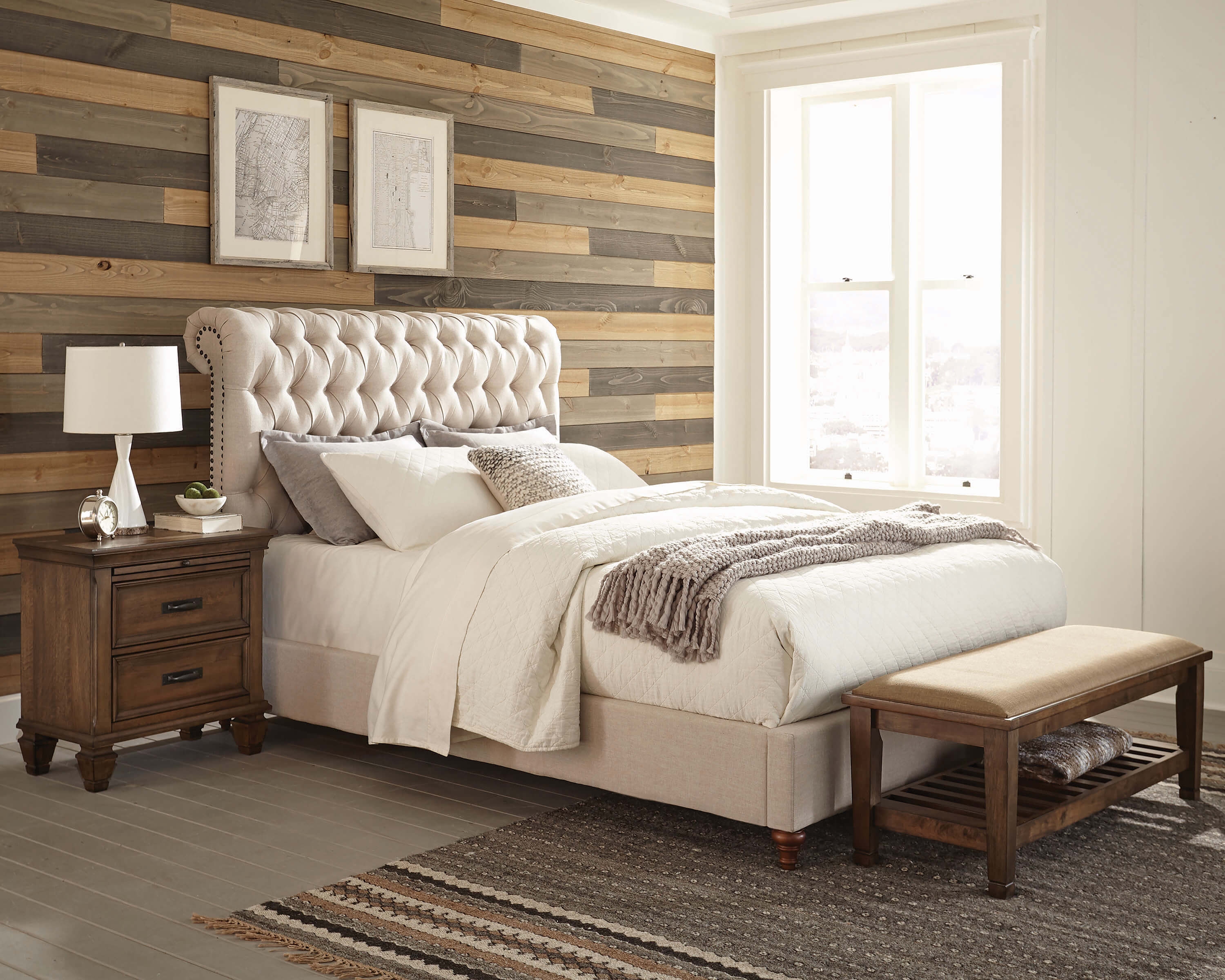 Devon Fabric Button Tufted Bed, California King Size