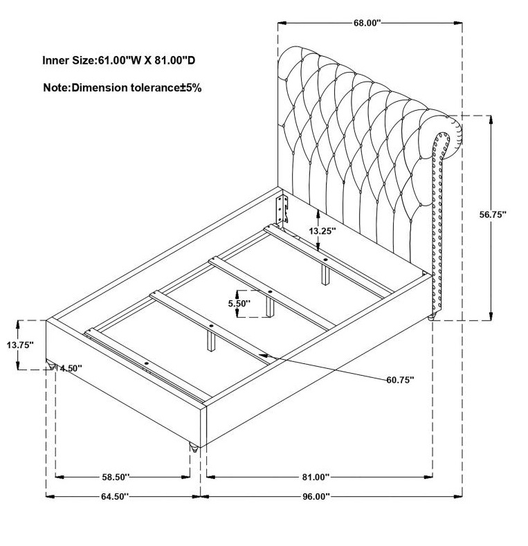 Devon Fabric Button Tufted Bed