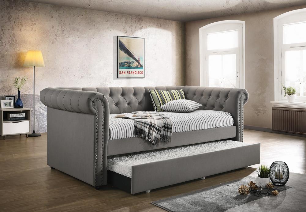 Kepner Tufted Fabric Daybed with Trundle