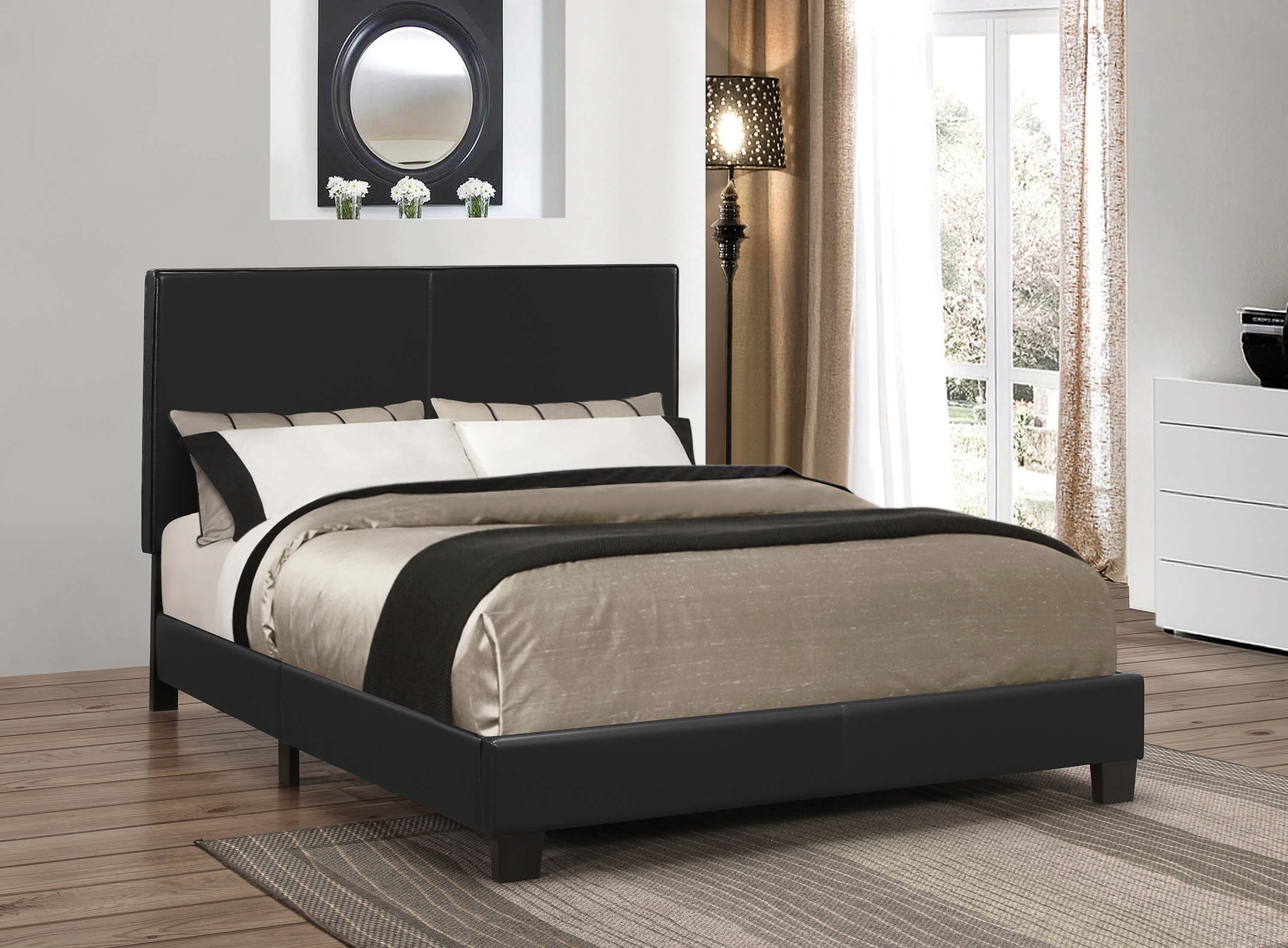 Mauve Leatherette Upholstered Bed, Twin Size