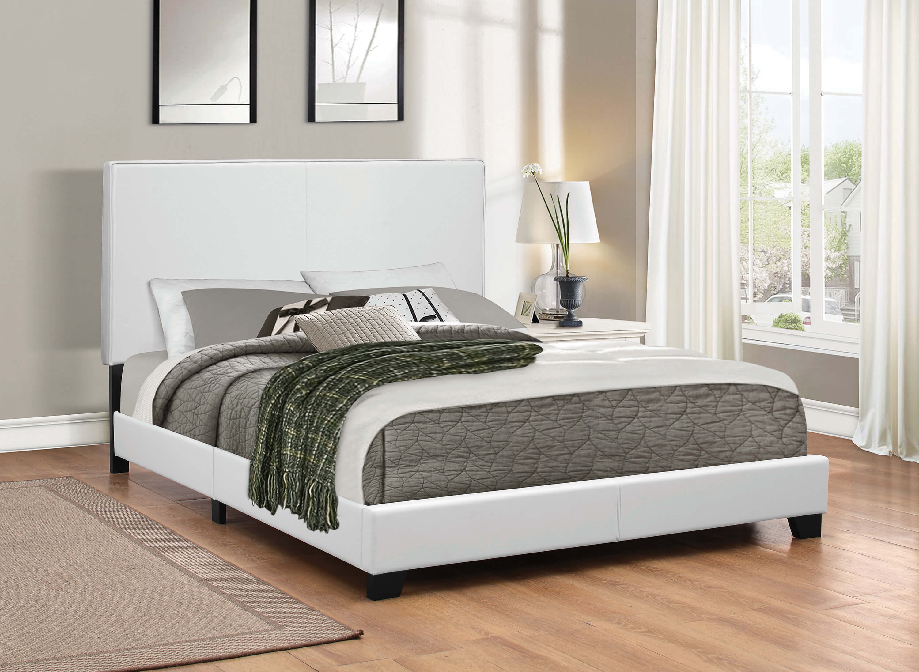 Mauve Leatherette Upholstered Bed