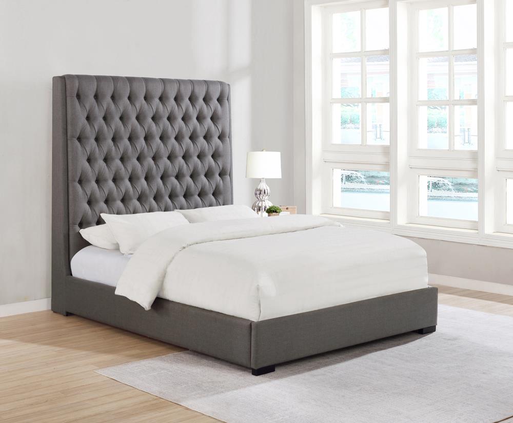 Camille Fabric Button Tufted Bed, Queen Size