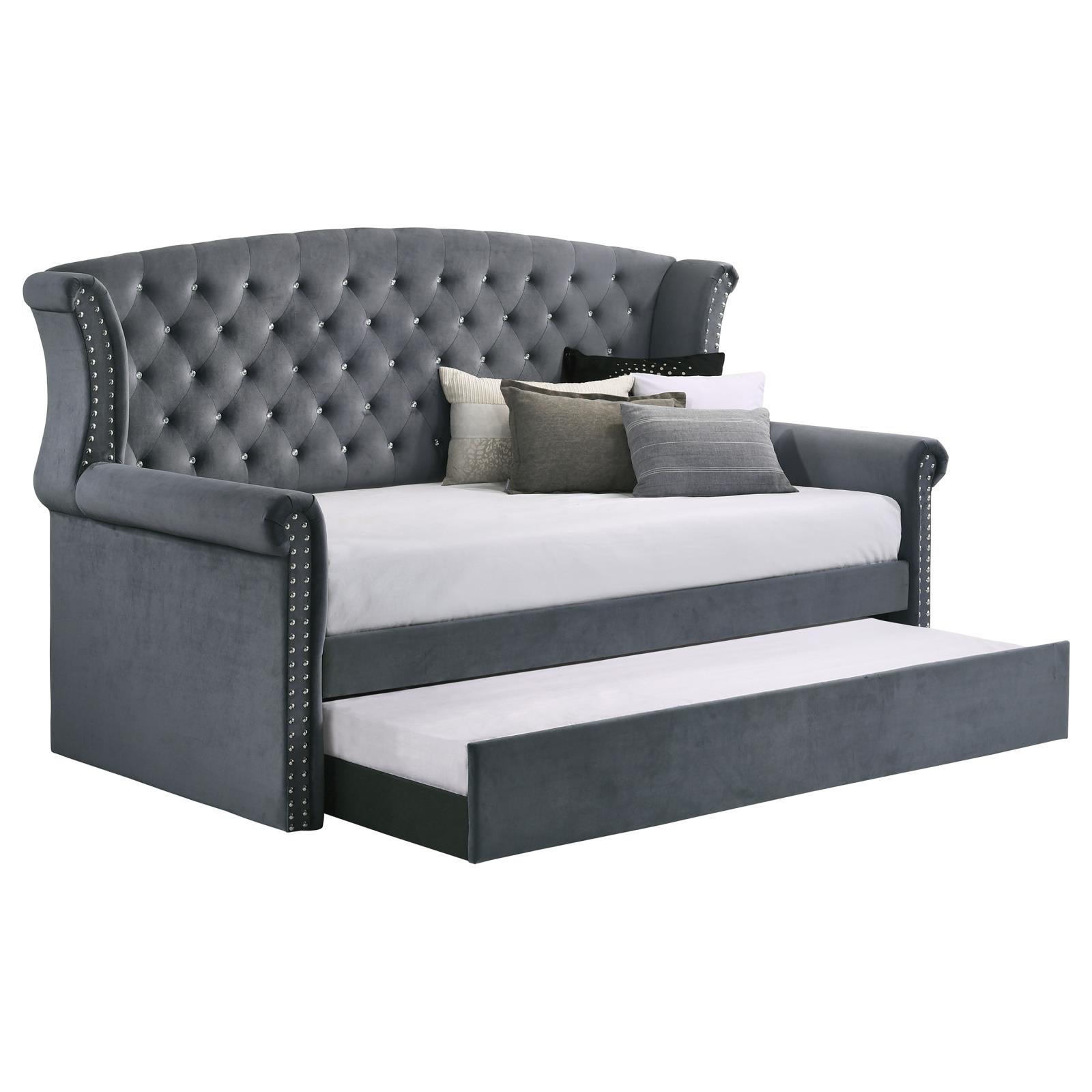 Scarlett Fabric Tufted Twin Daybed with Trundle
