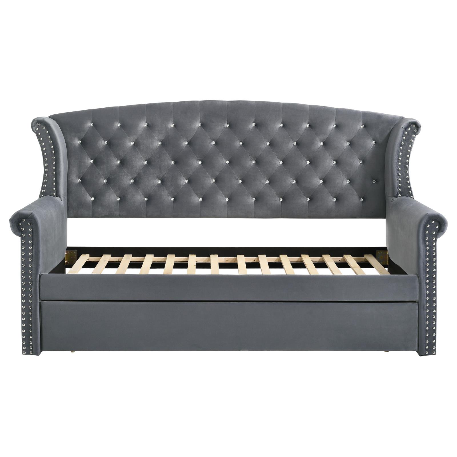 Scarlett Fabric Tufted Twin Daybed with Trundle