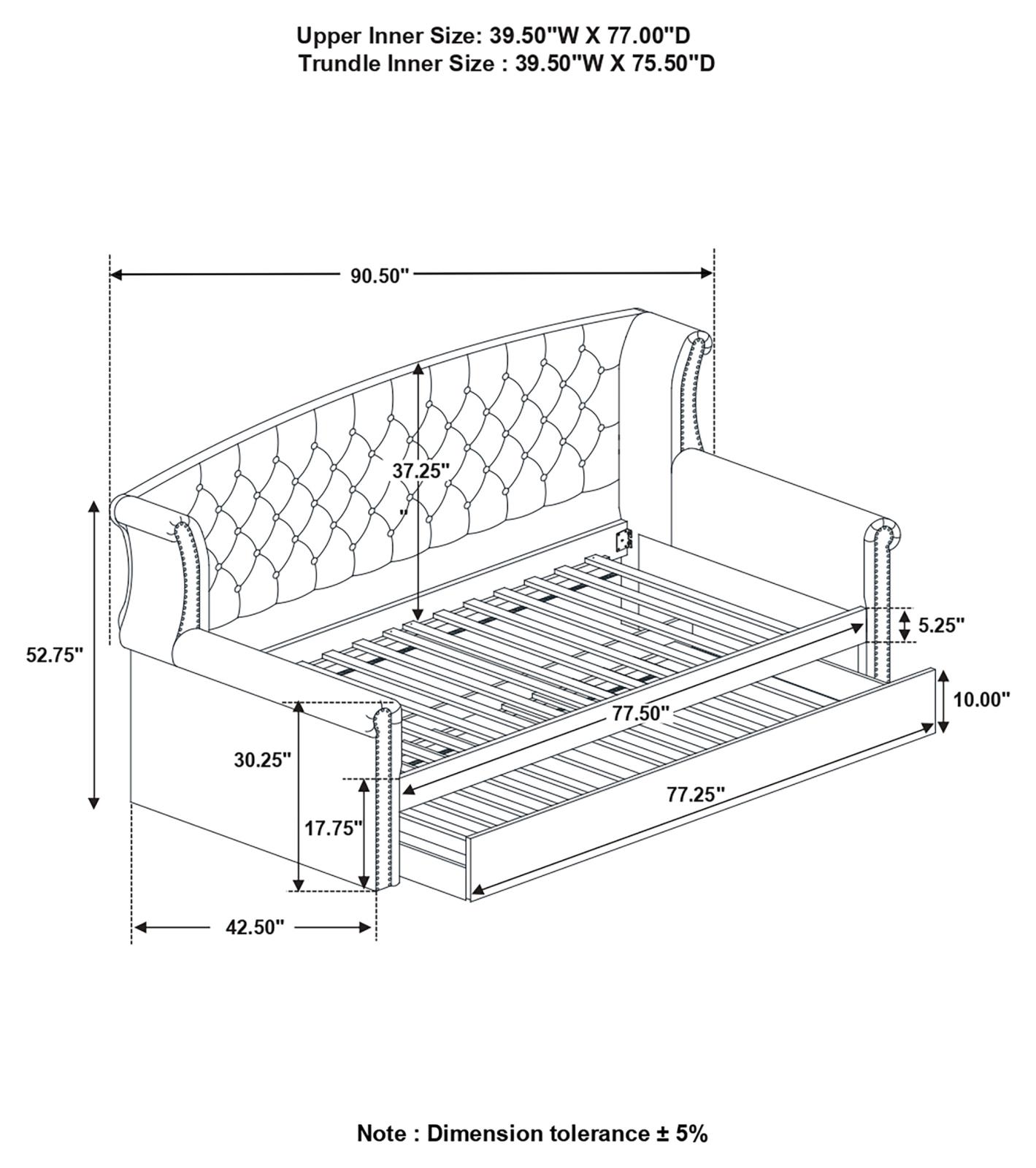 Scarlett Fabric Tufted Twin Daybed with Trundle
