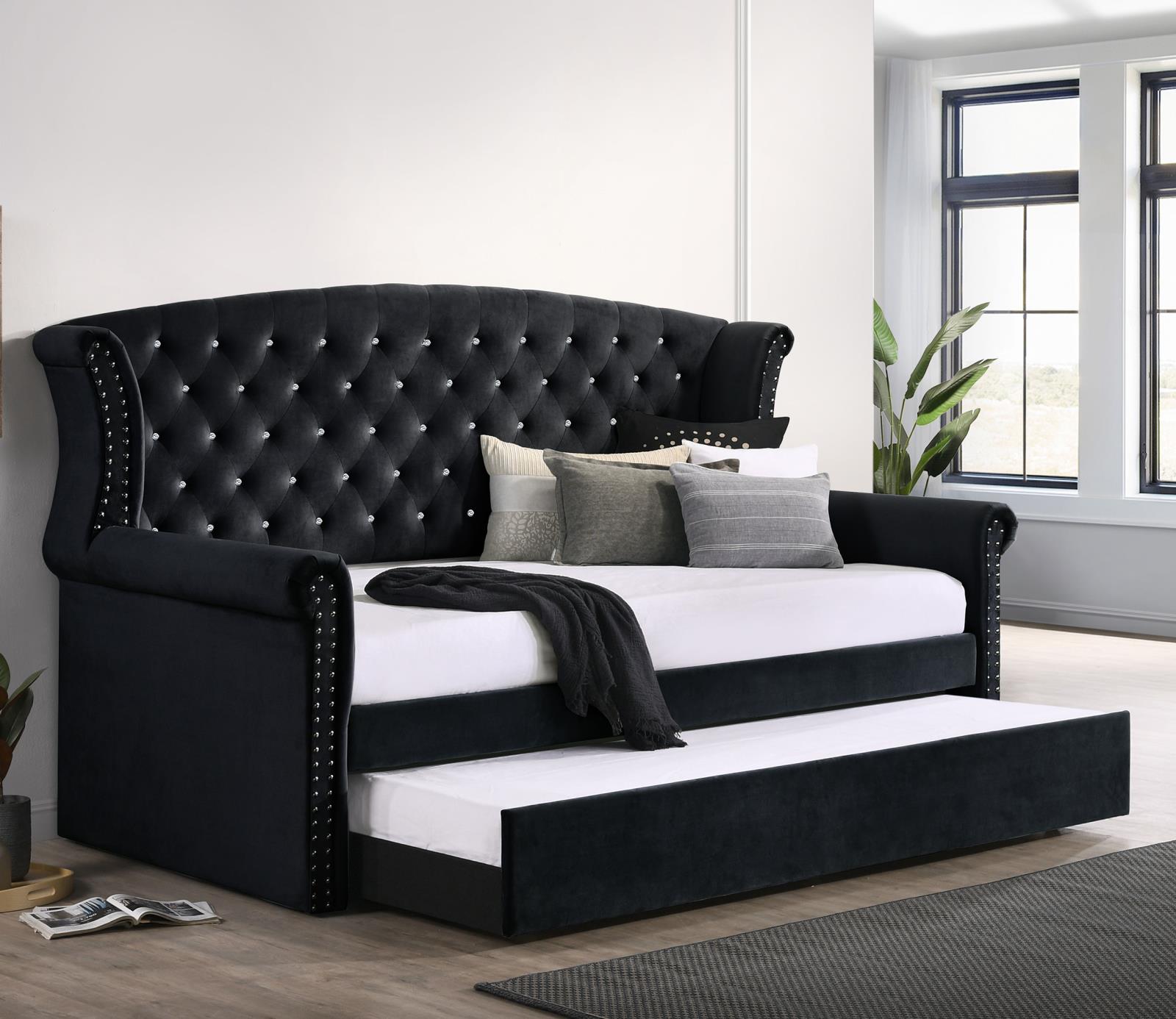 Scarlett Fabric Tufted Twin Daybed with Trundle