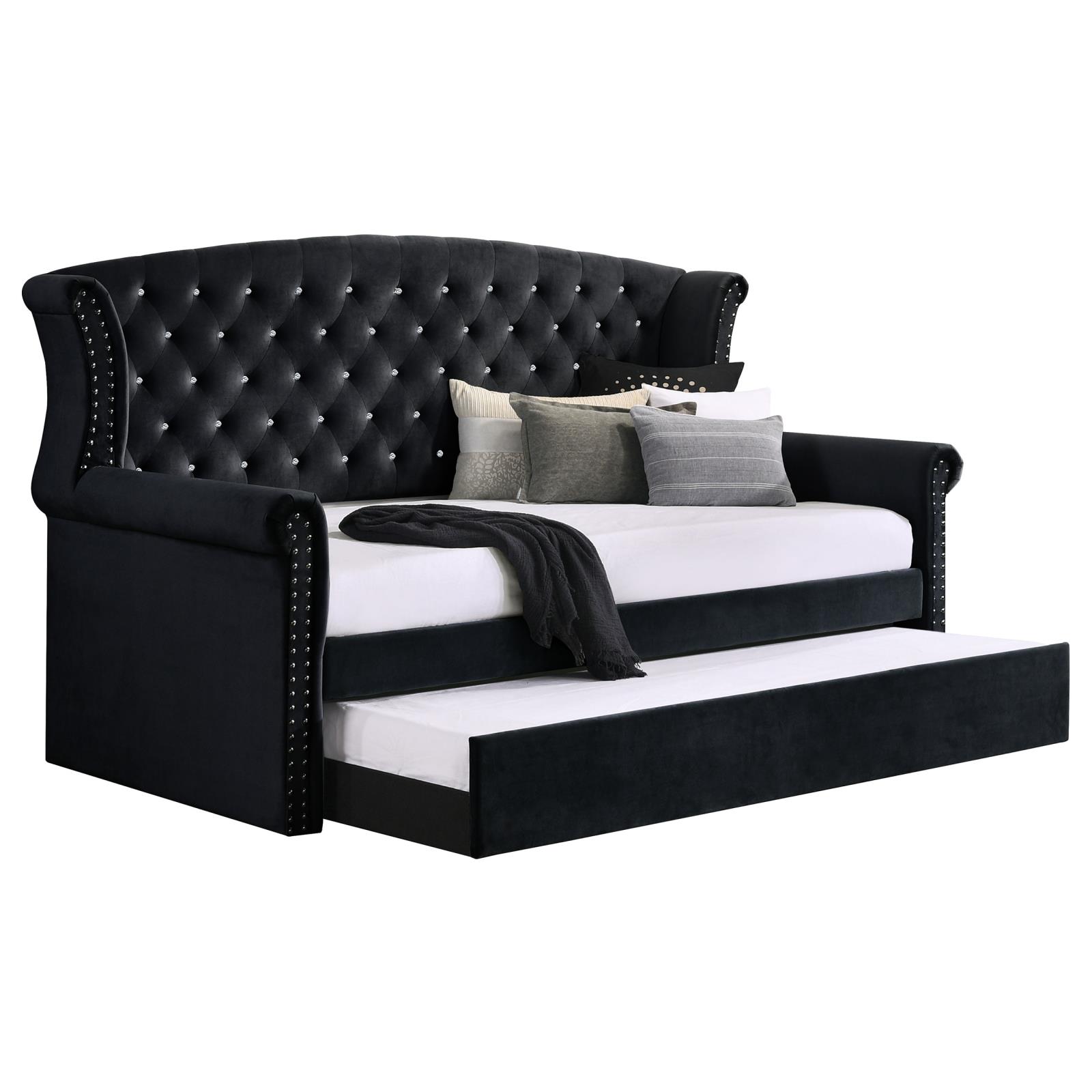 Scarlett Fabric Tufted Twin Daybed with Trundle