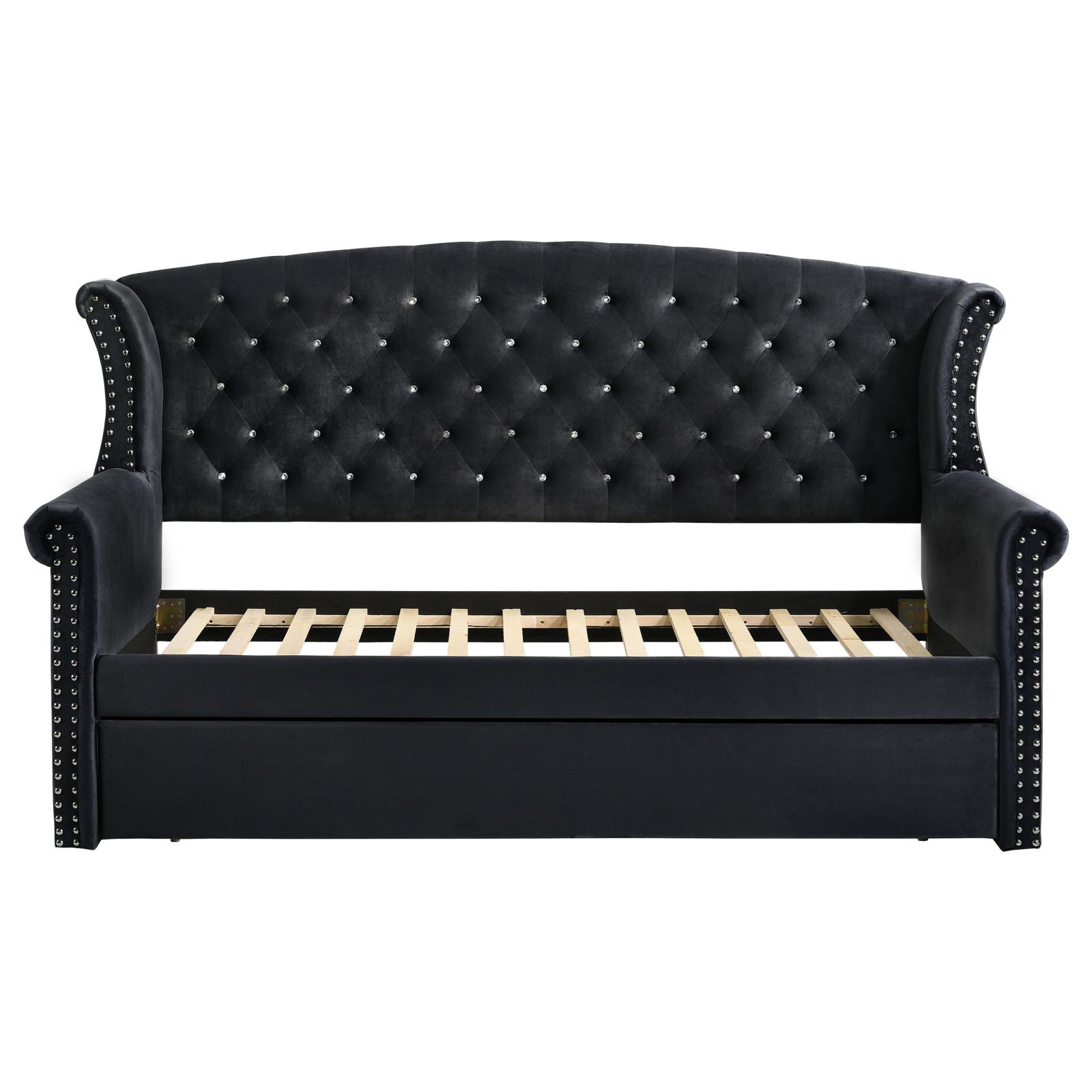 Scarlett Fabric Tufted Twin Daybed with Trundle