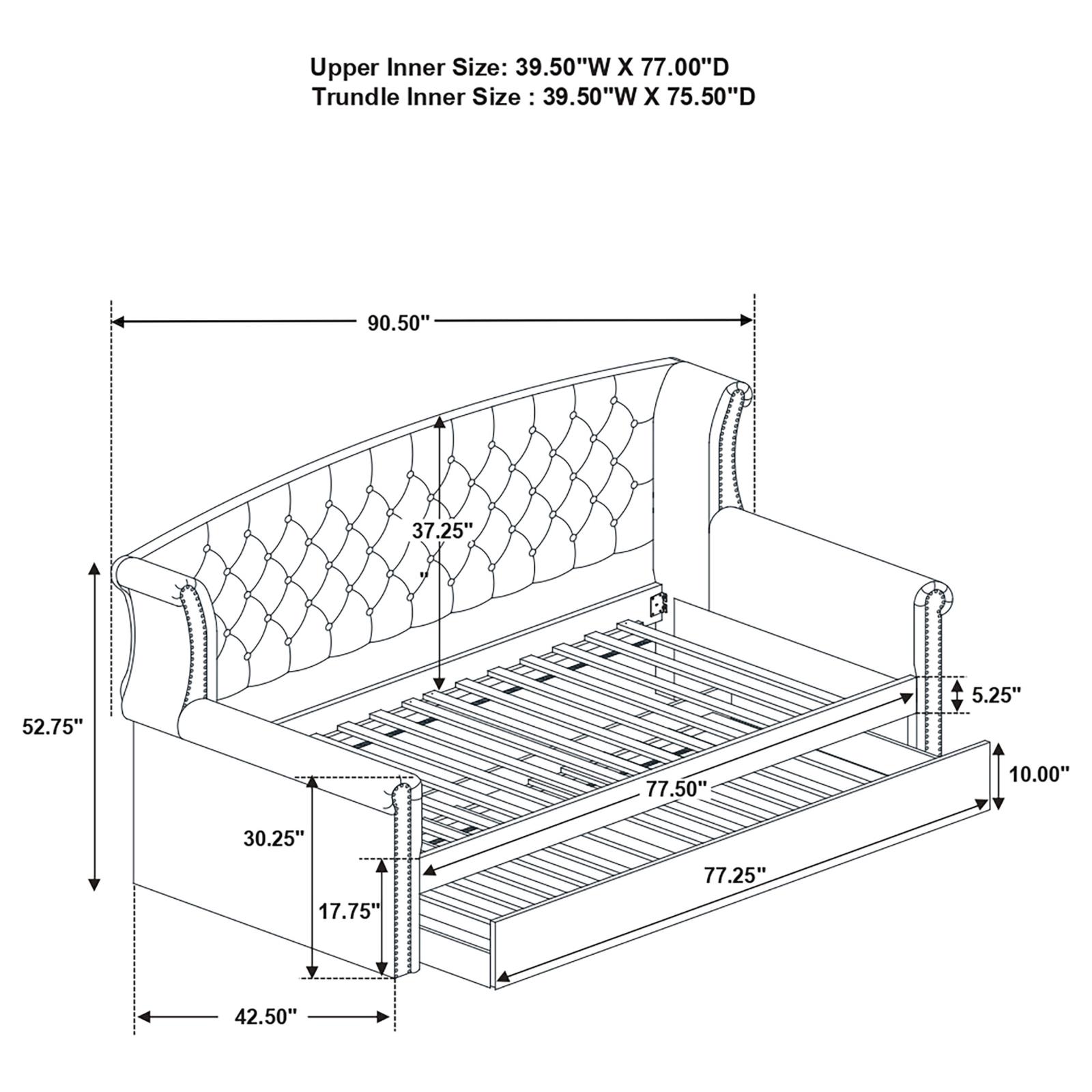 Scarlett Fabric Tufted Twin Daybed with Trundle