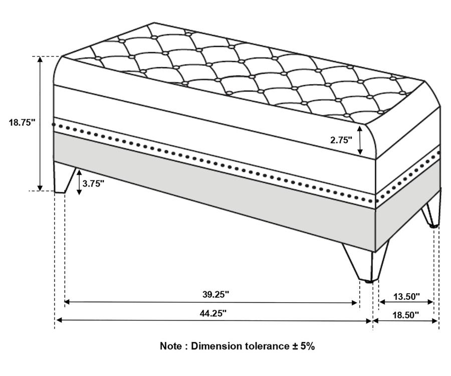 Barzini Tufted Rectangular Trunk w/Nailhead Black