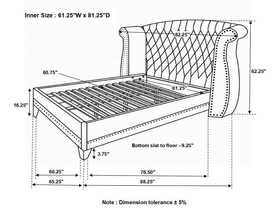 Barzini Velvet/Crocodile Leatherette Tufted Upholstered Bed, Queen Size