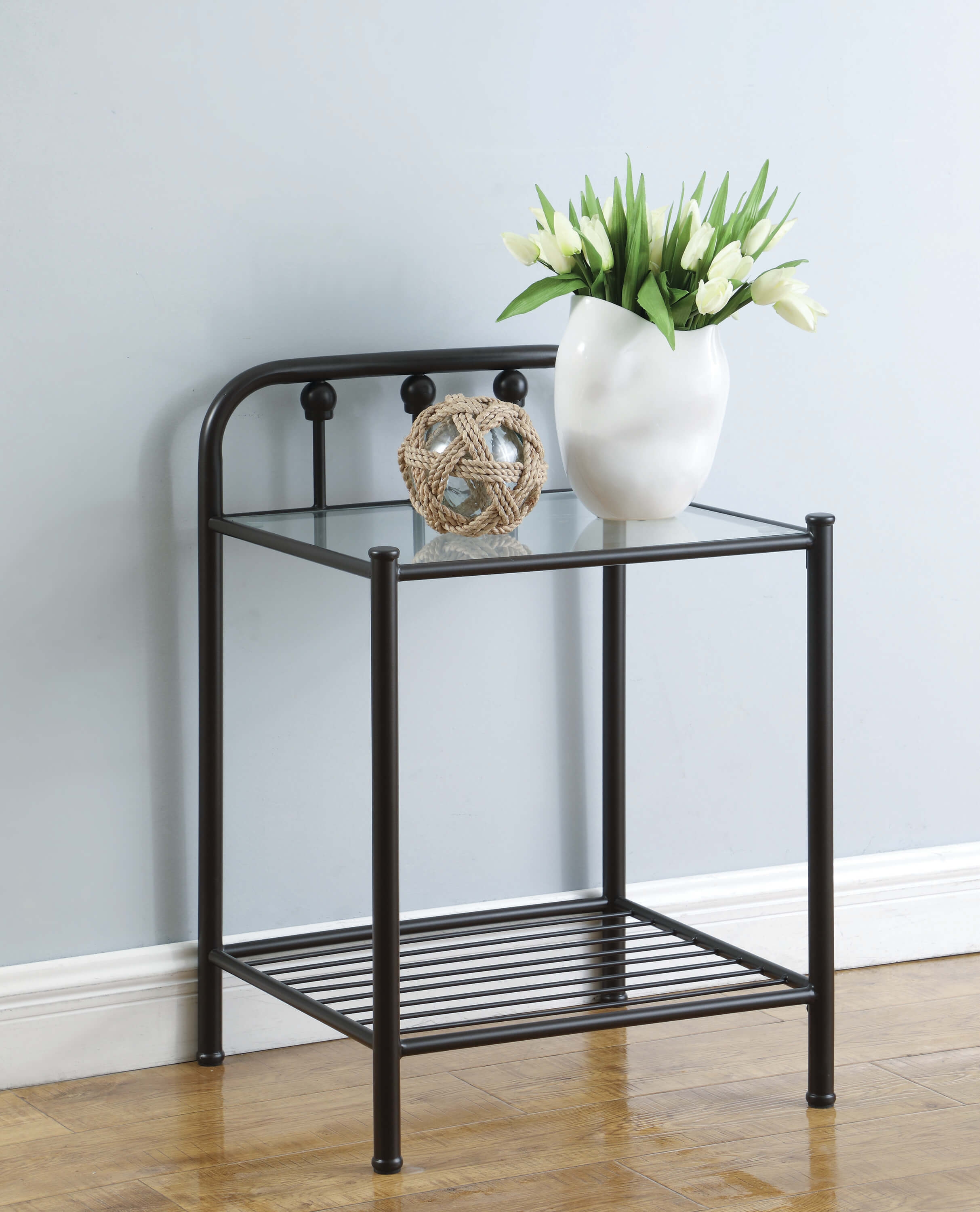 Livingston Metal/Glass Nightstand w/Drawer