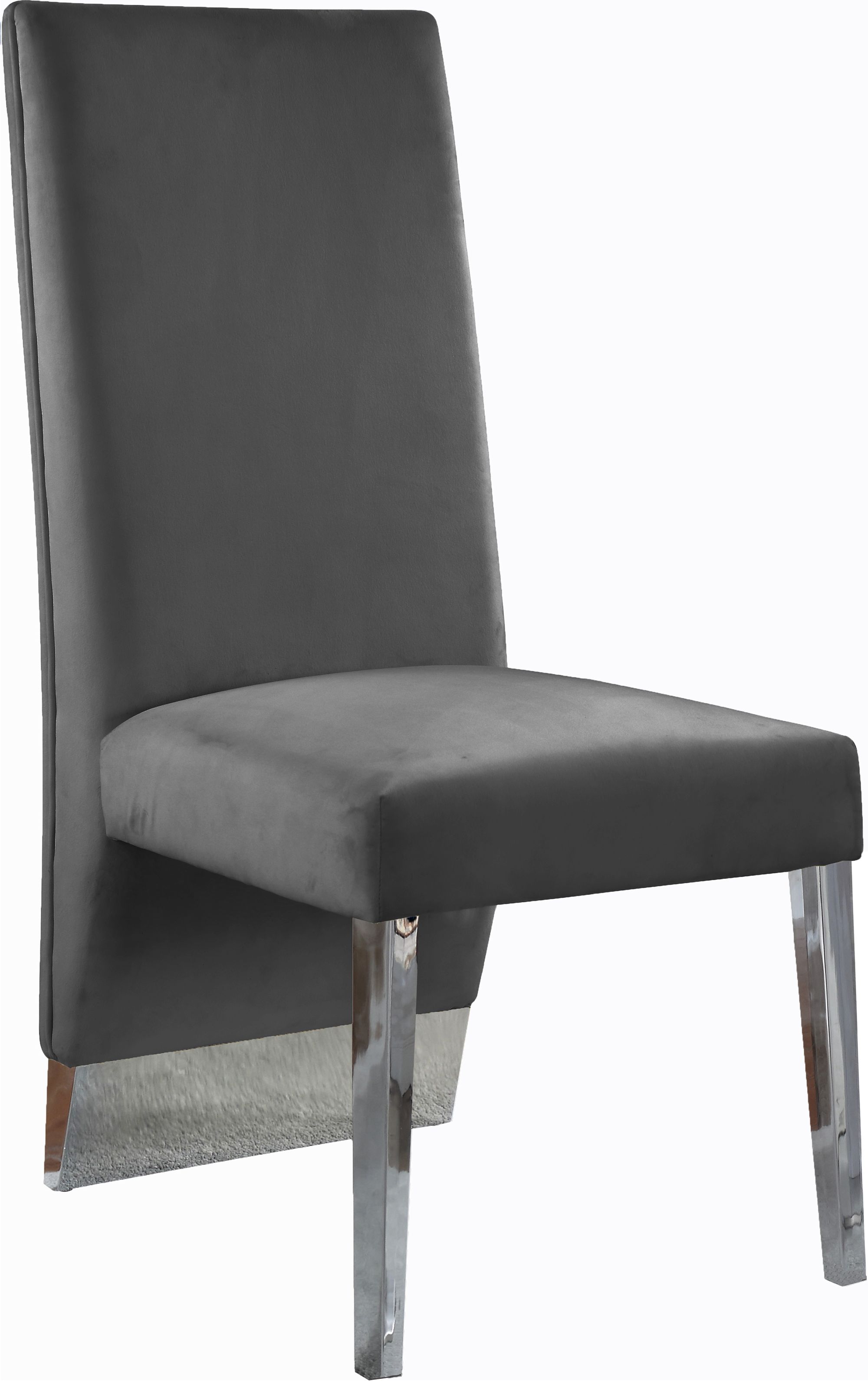Porsha Velvet Dining Chair with Chrome Metal Legs