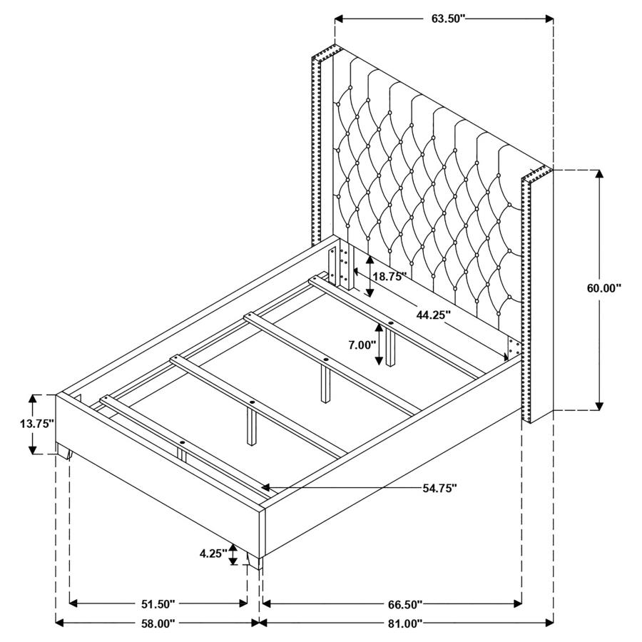 Bancroft Fabric Demi-wing Bed, Full Size