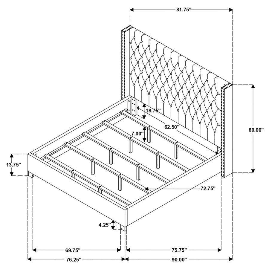 Bancroft Fabric Demi-wing Bed, California King Size