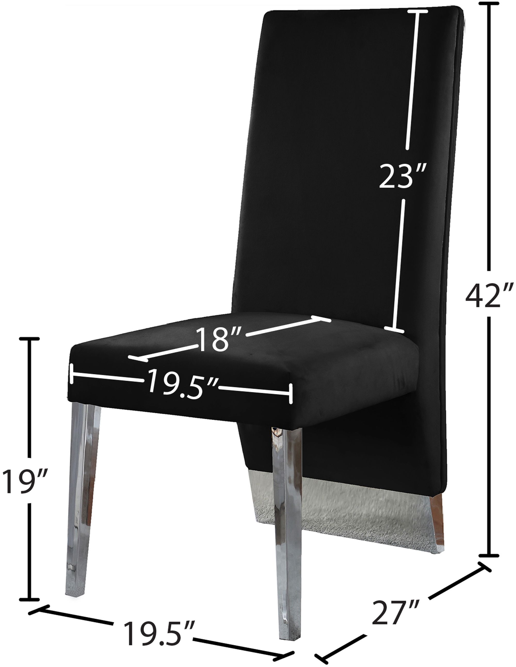 Porsha Velvet Dining Chair with Chrome Metal Legs