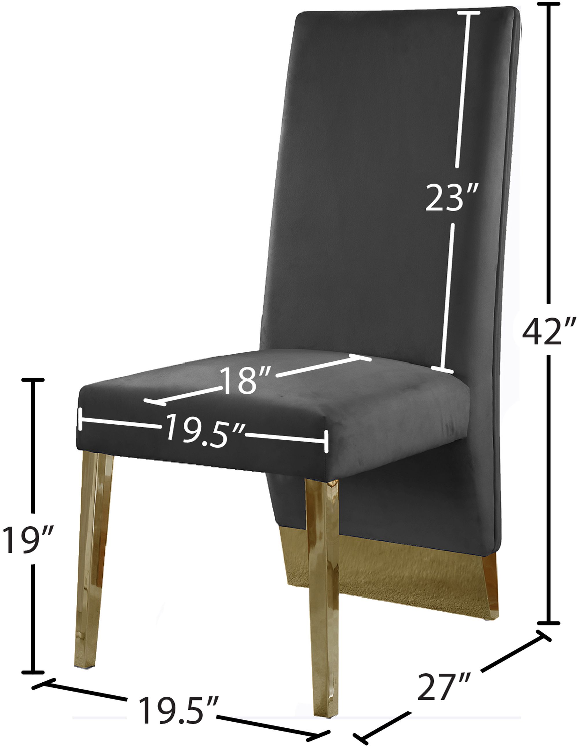 Porsha Velvet Dining Chair with Gold Metal Legs
