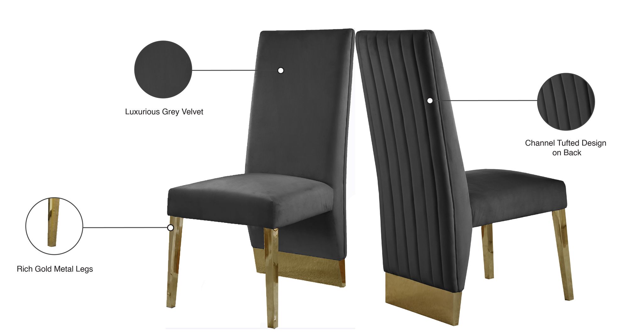 Porsha Velvet Dining Chair with Gold Metal Legs