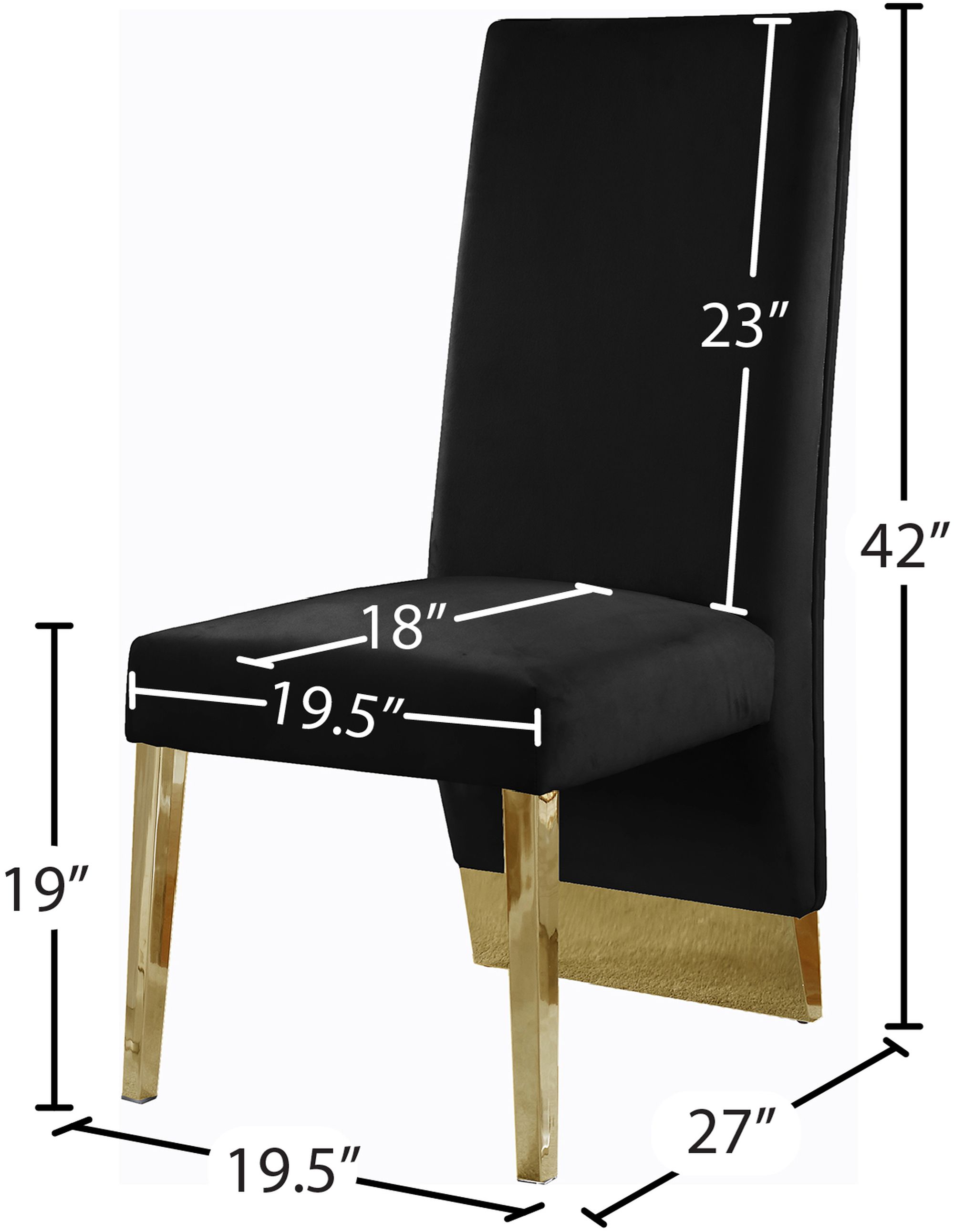 Porsha Velvet Dining Chair with Gold Metal Legs