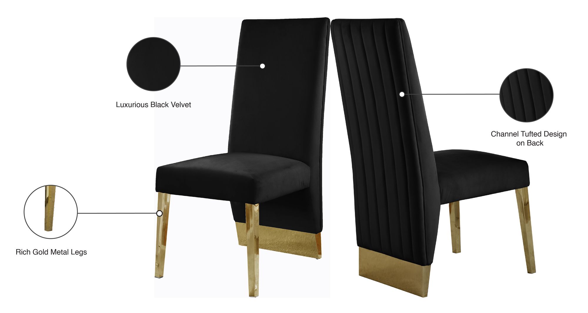 Porsha Velvet Dining Chair with Gold Metal Legs