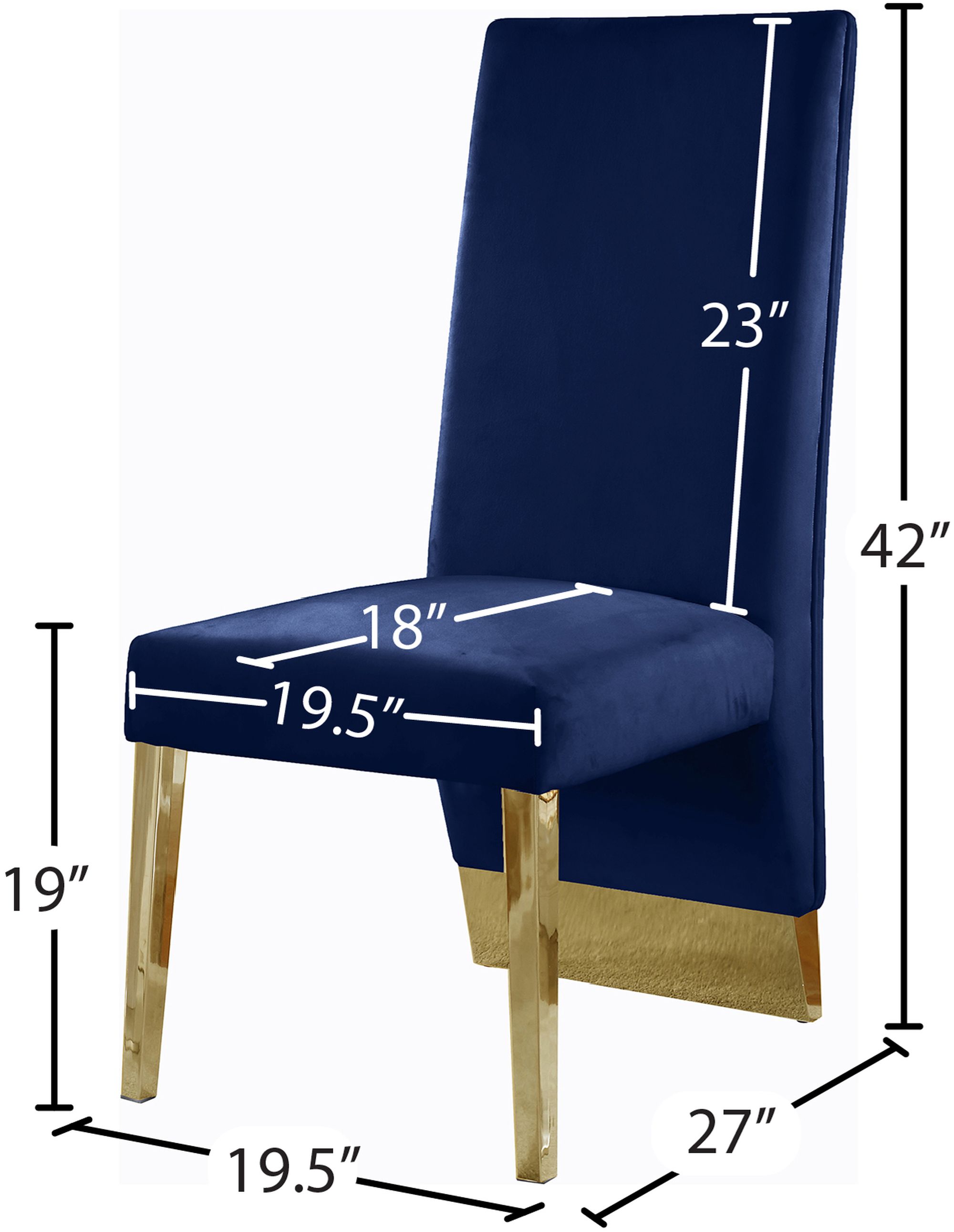 Porsha Velvet Dining Chair with Gold Metal Legs