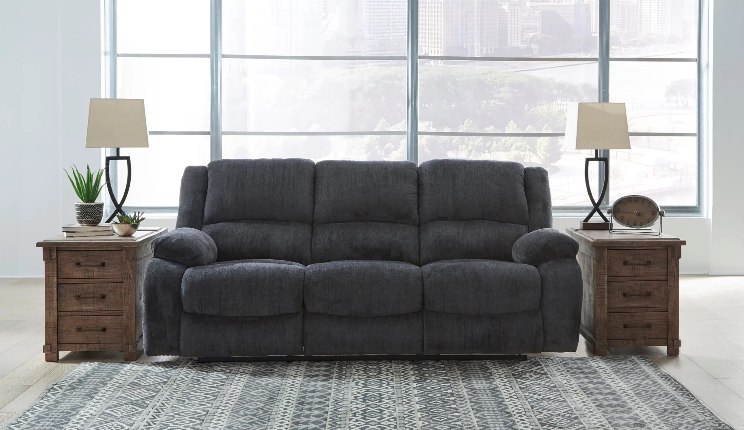 Draycoll Polyester Manual Reclining Living Room Set