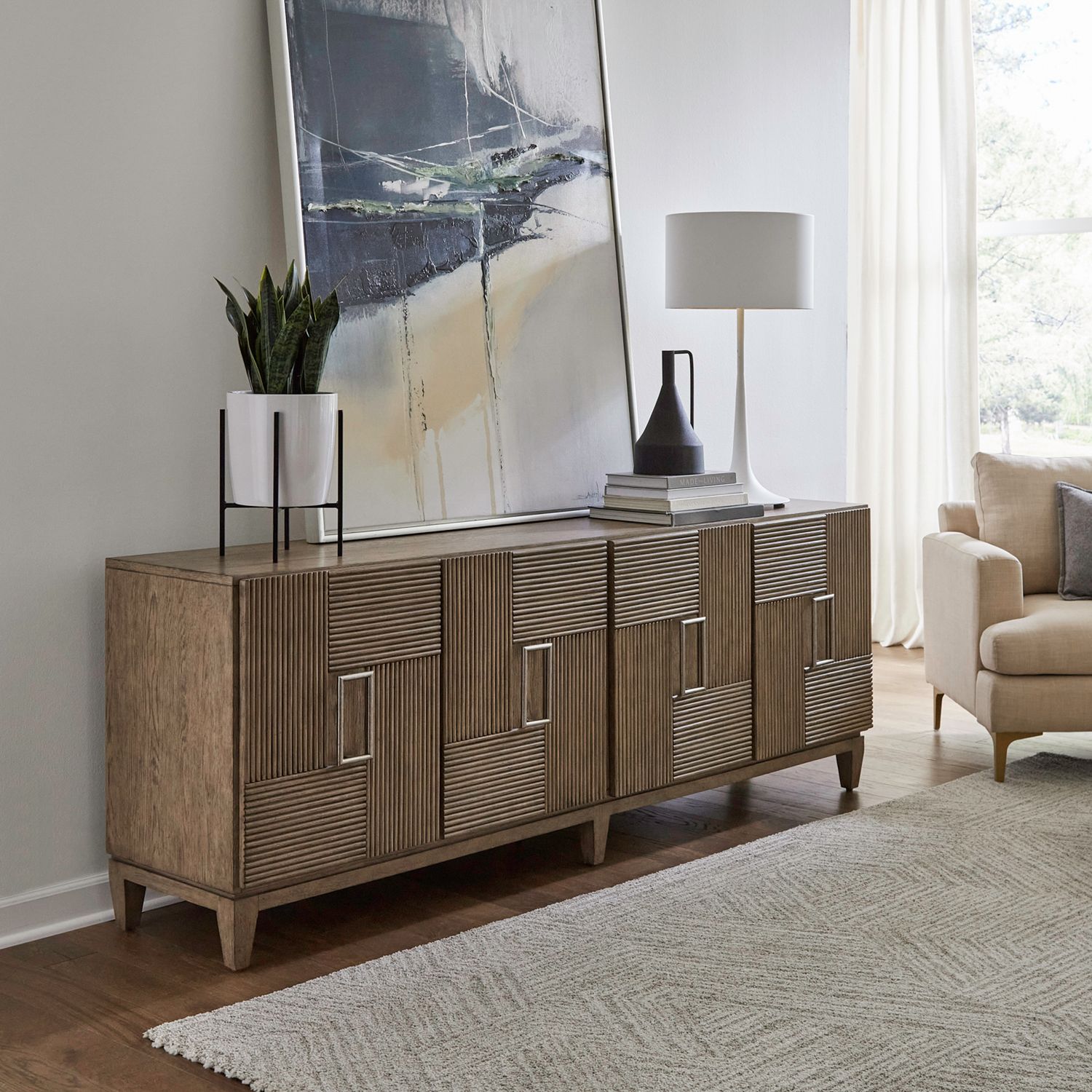 Serenity Wood 82-Inch Accent TV Console w/4 Doors