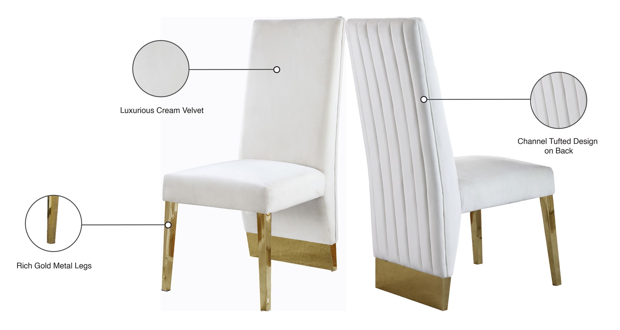 Porsha Velvet Dining Chair with Gold Metal Legs