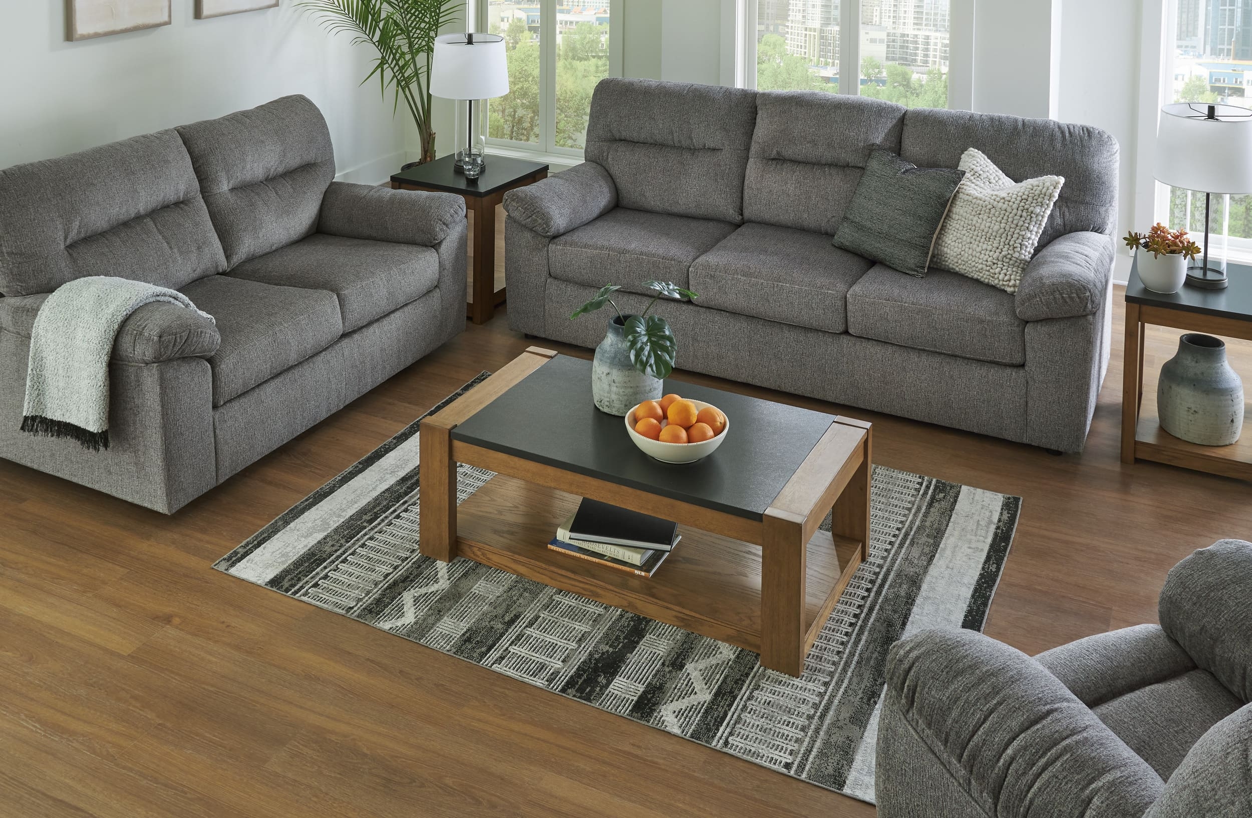 Bindura Polyester Sofa, Loveseat And Chair