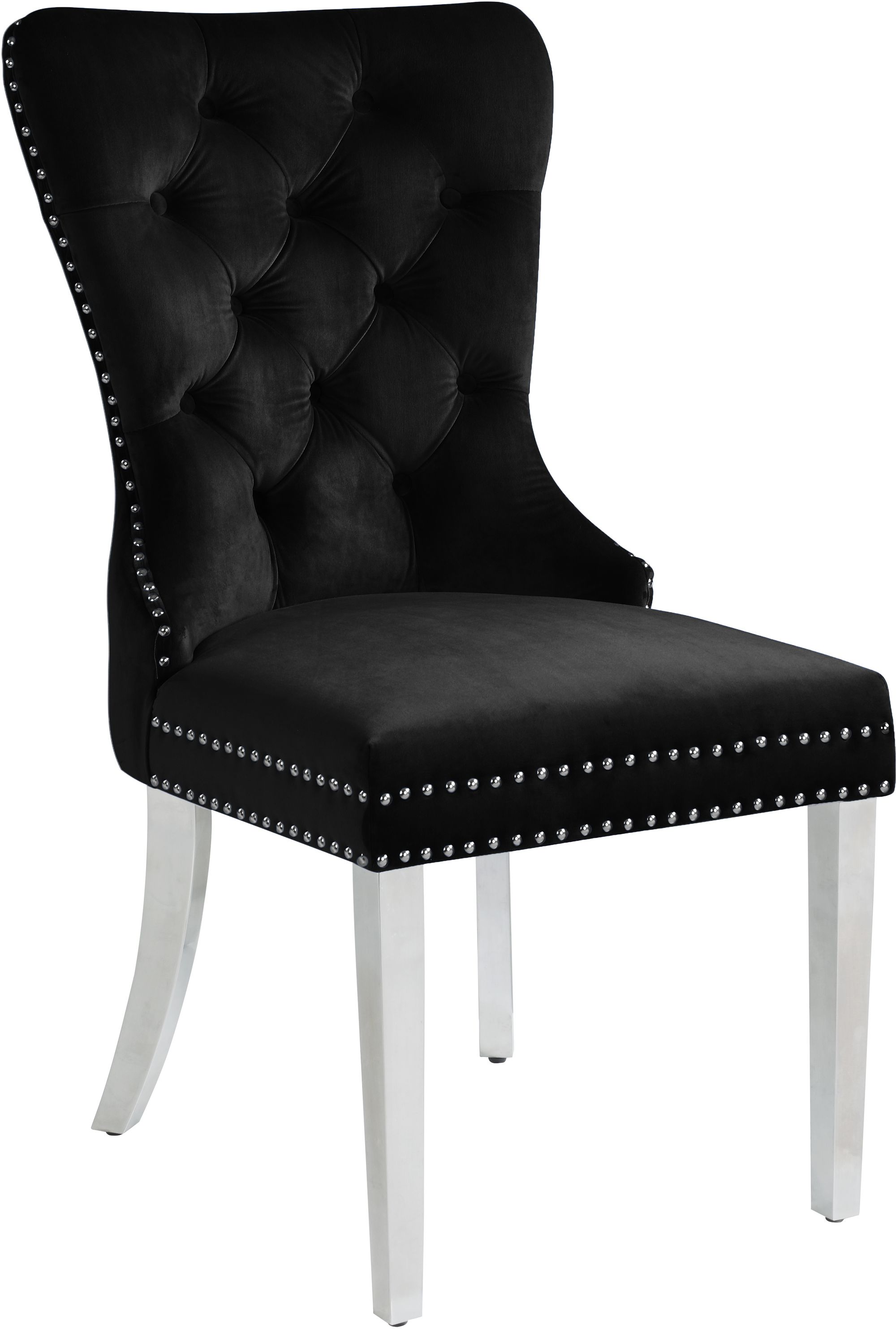 Carmen Velvet Dining Chair with Chrome Metal Legs