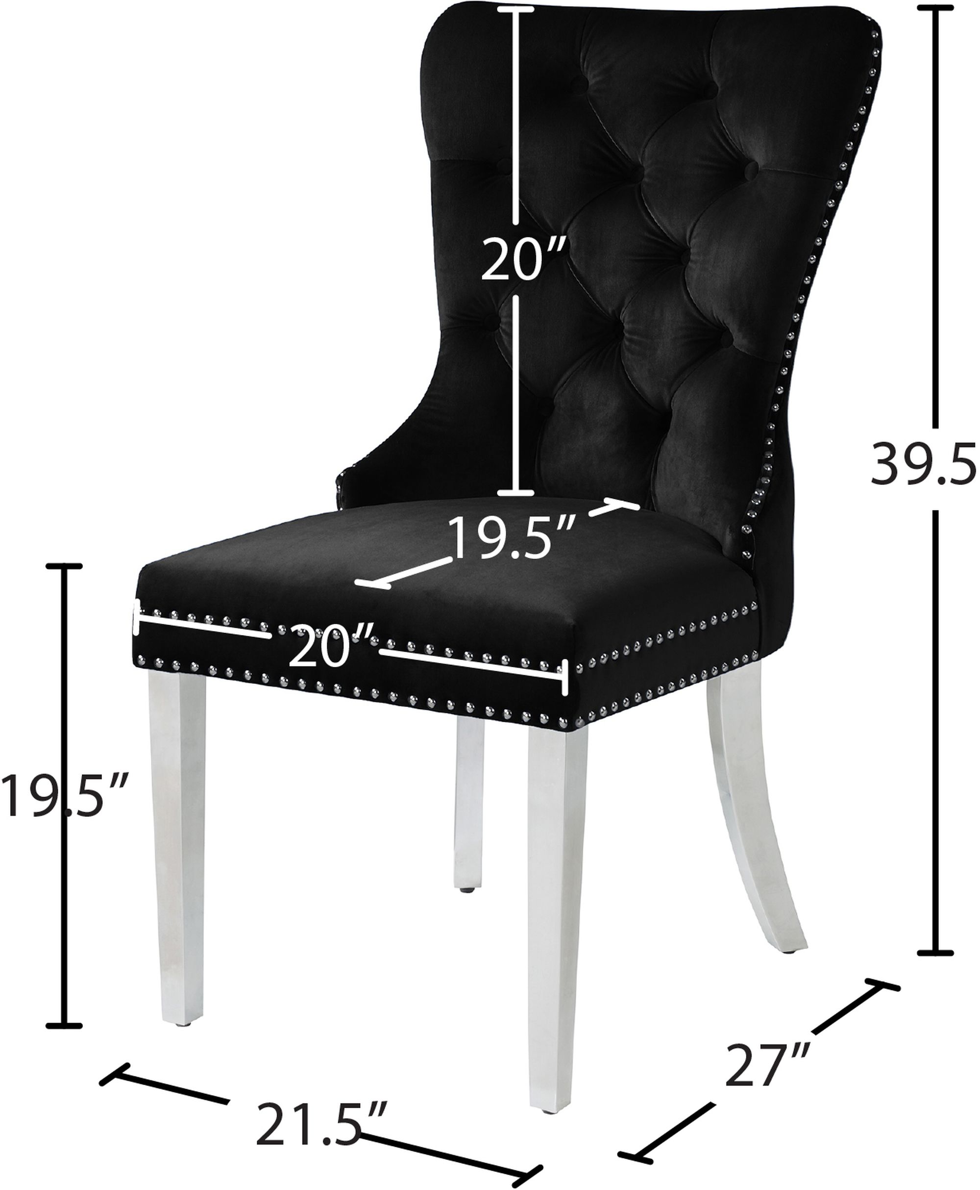 Carmen Velvet Dining Chair with Chrome Metal Legs