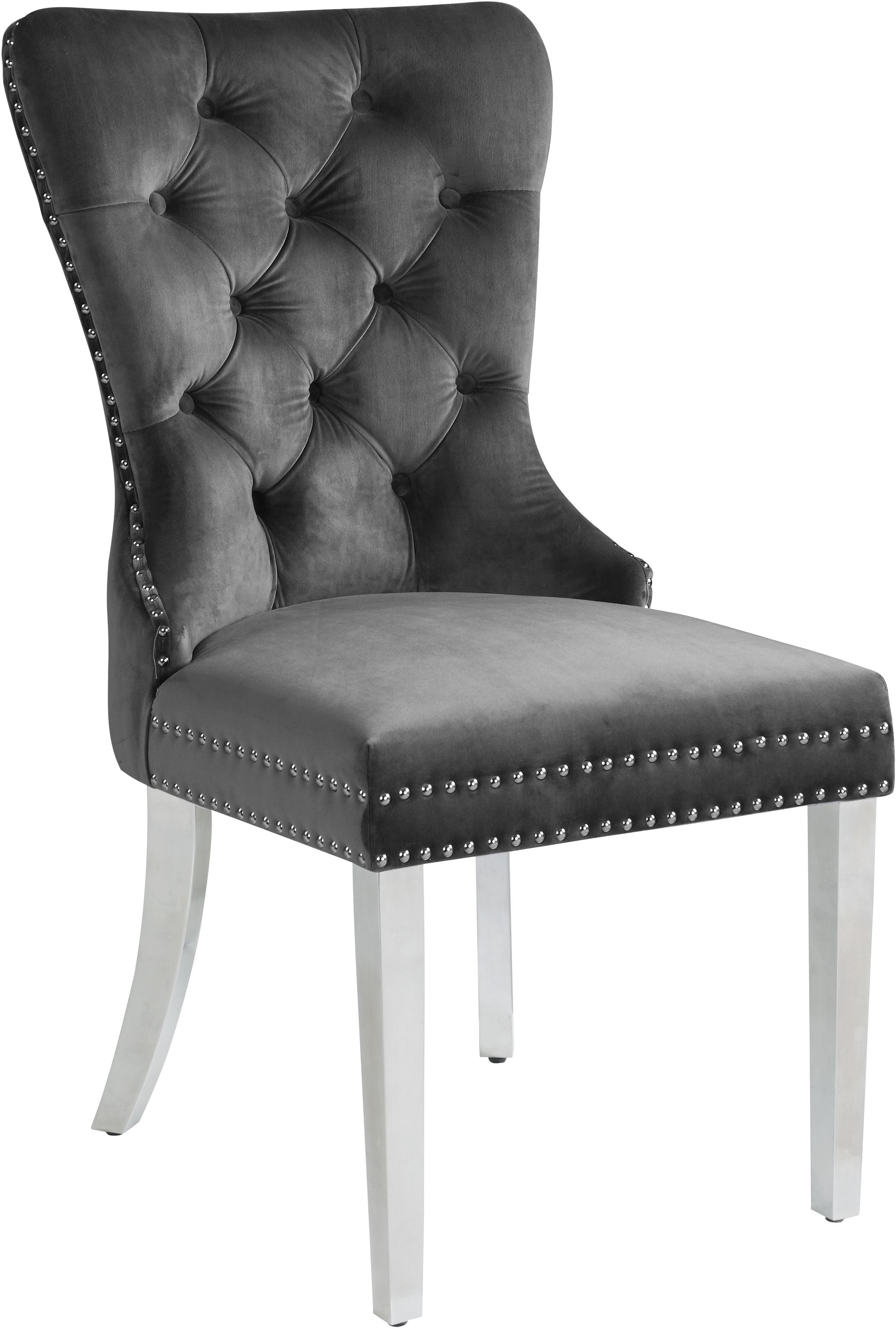 Carmen Velvet Dining Chair with Chrome Metal Legs