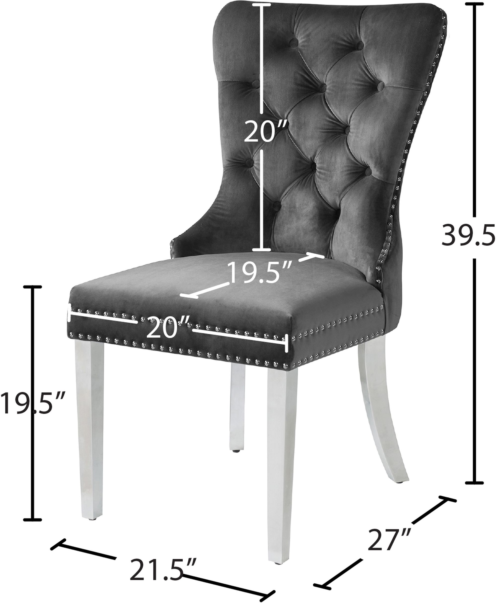 Carmen Velvet Dining Chair with Chrome Metal Legs