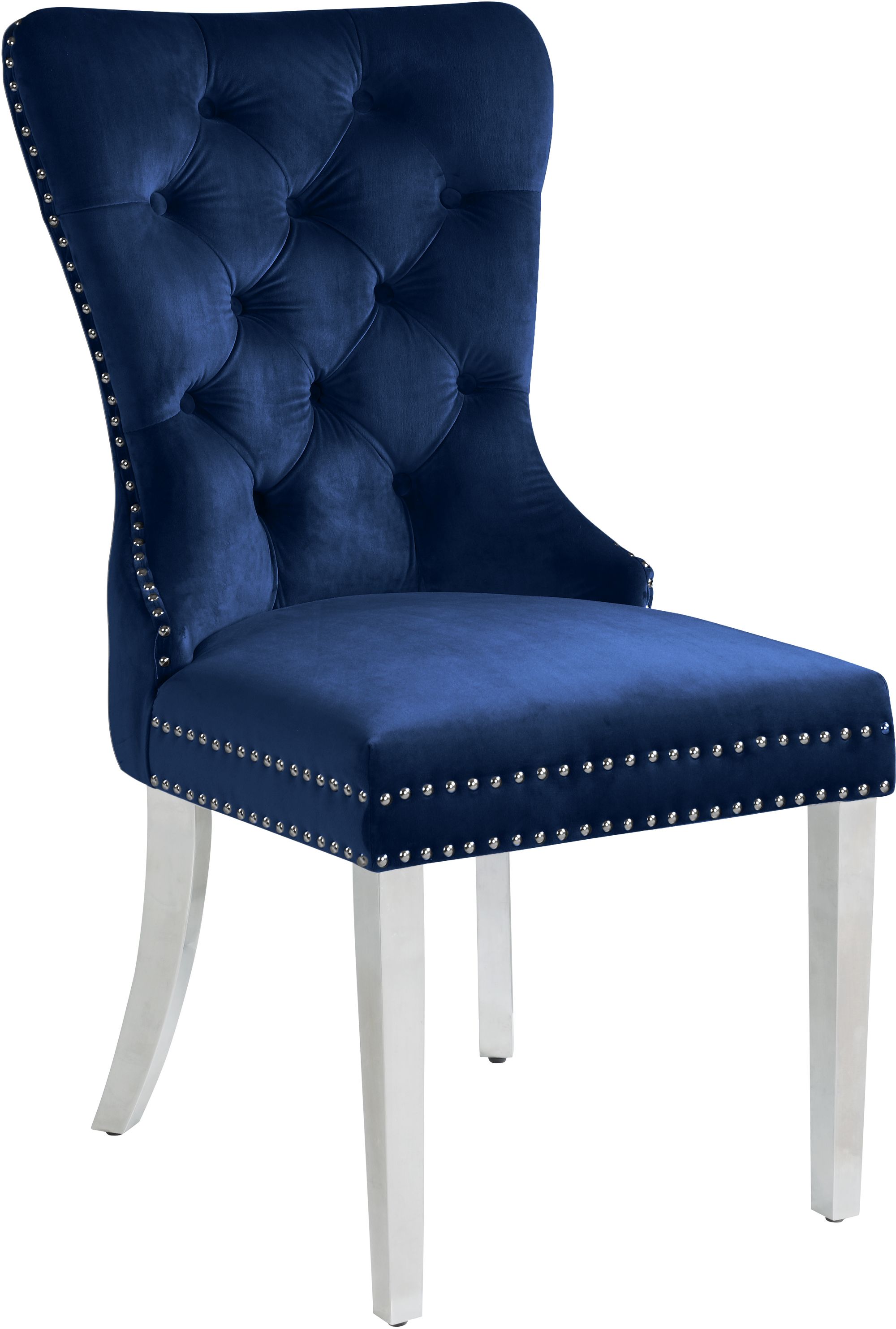 Carmen Velvet Dining Chair with Chrome Metal Legs