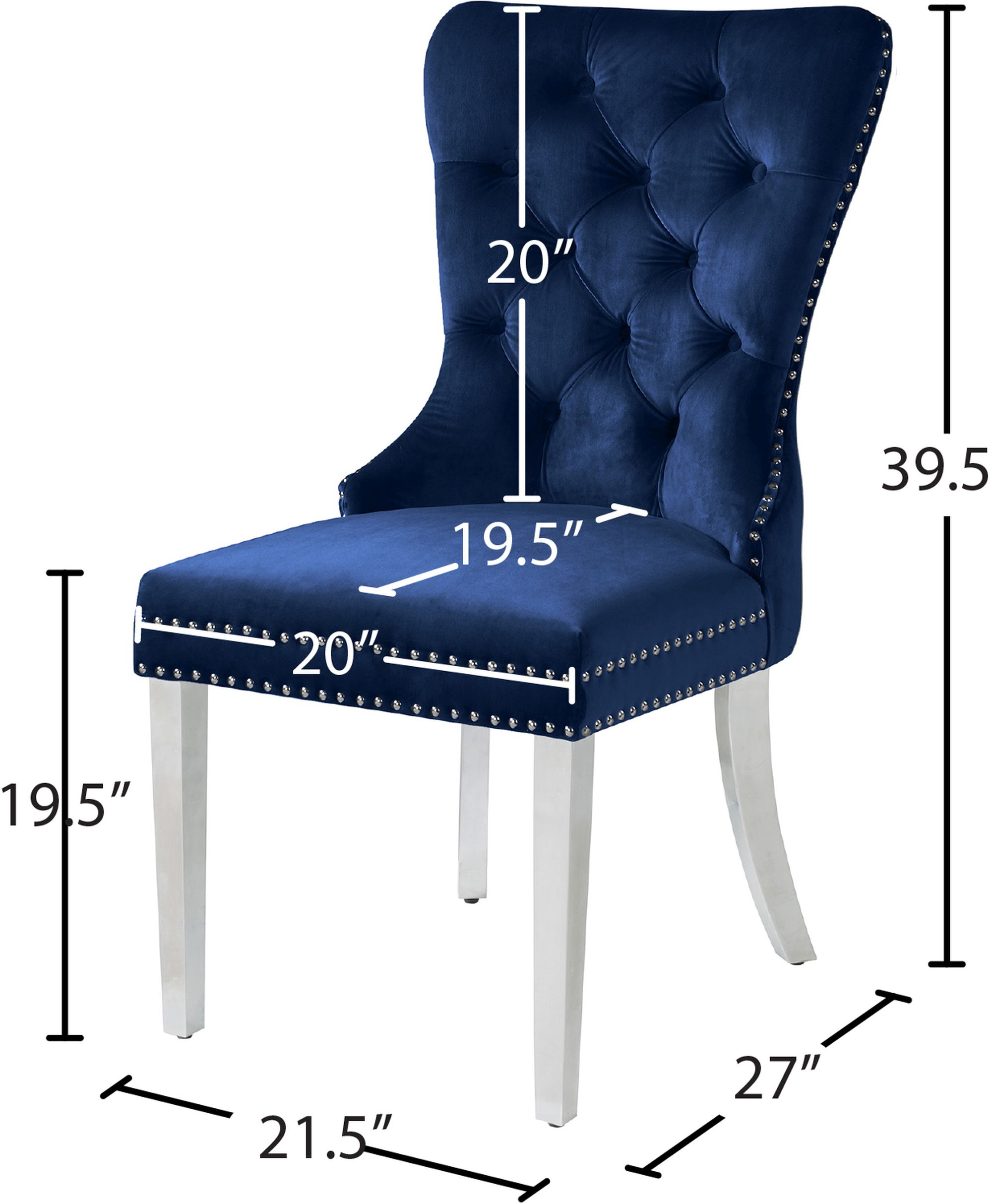 Carmen Velvet Dining Chair with Chrome Metal Legs