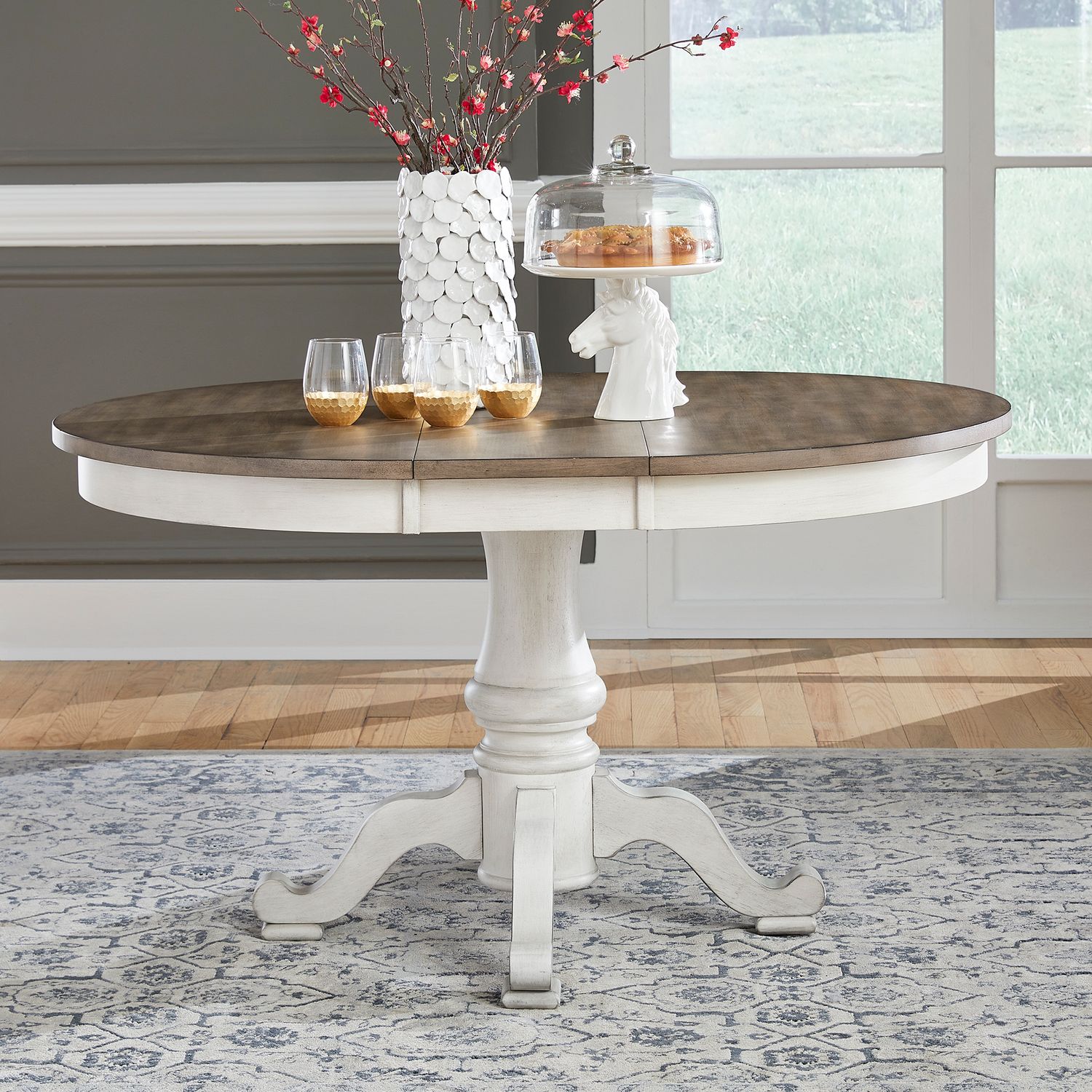 Ocean Isle Round Wood Extendable Dining Table