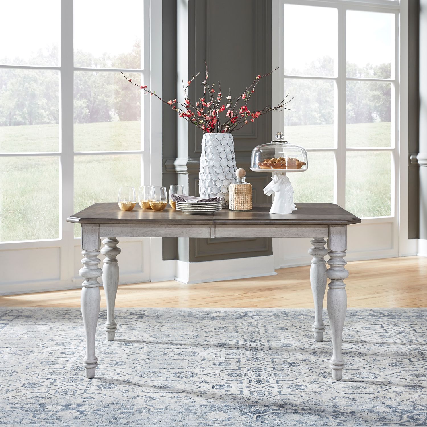 Ocean Isle Extendable Dining Set | Antique White & Pine