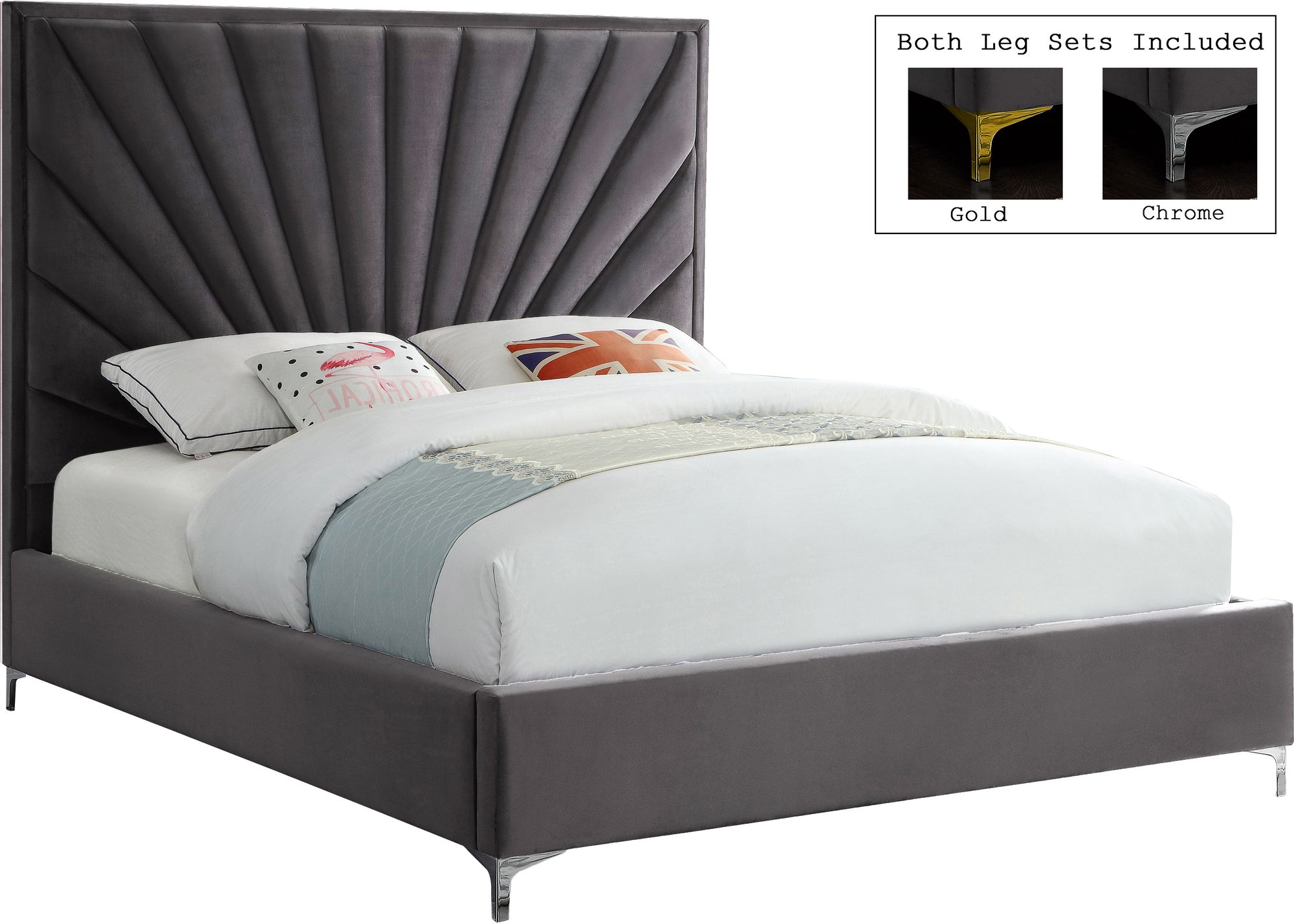 Eclipse Velvet Queen Size Bed