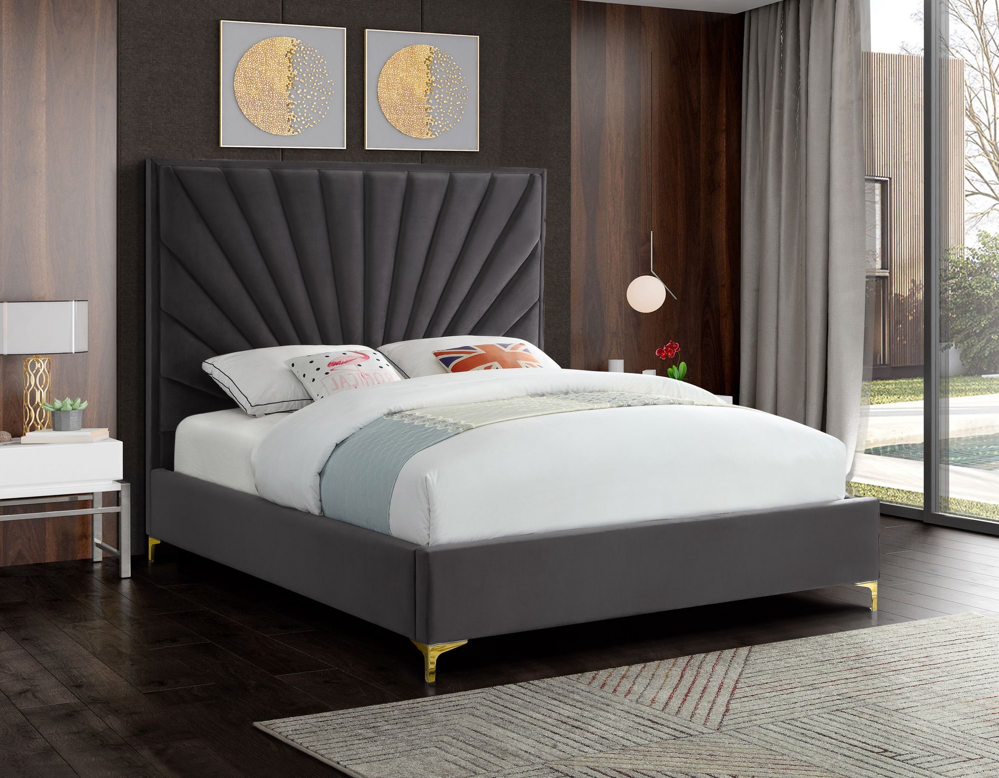 Eclipse Velvet Queen Size Bed
