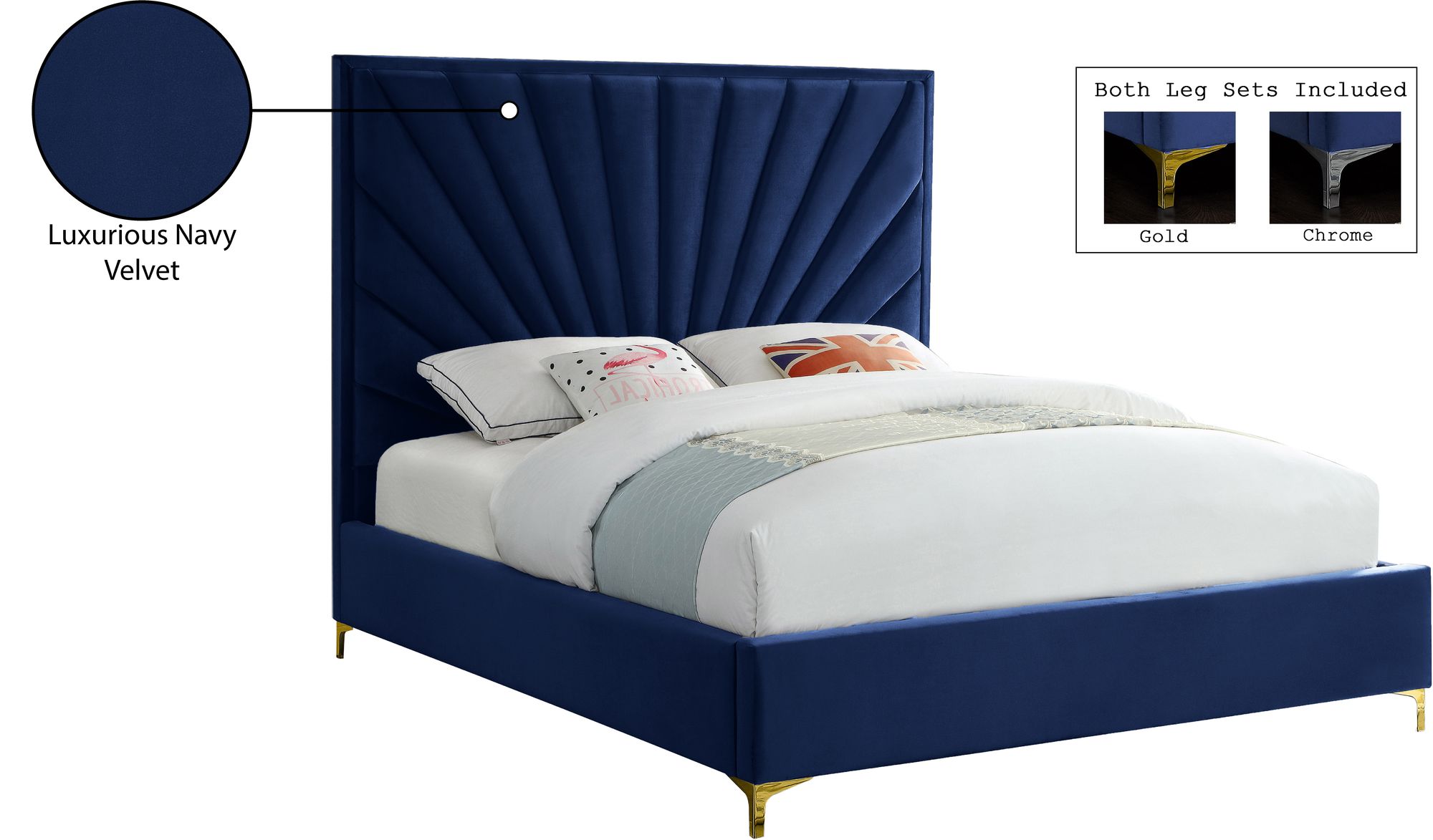 Eclipse Velvet Full Size Bed