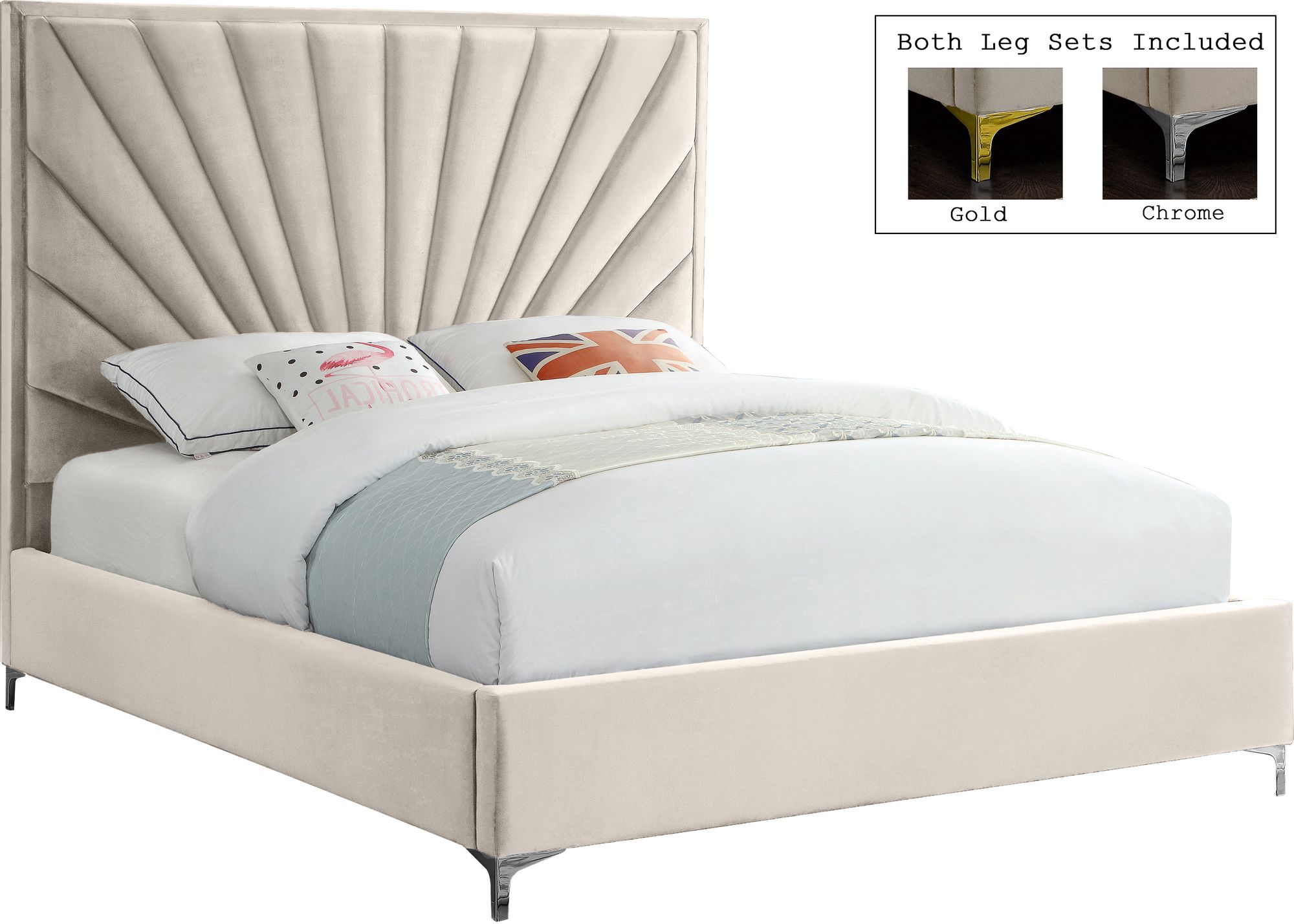 Eclipse Velvet Queen Size Bed