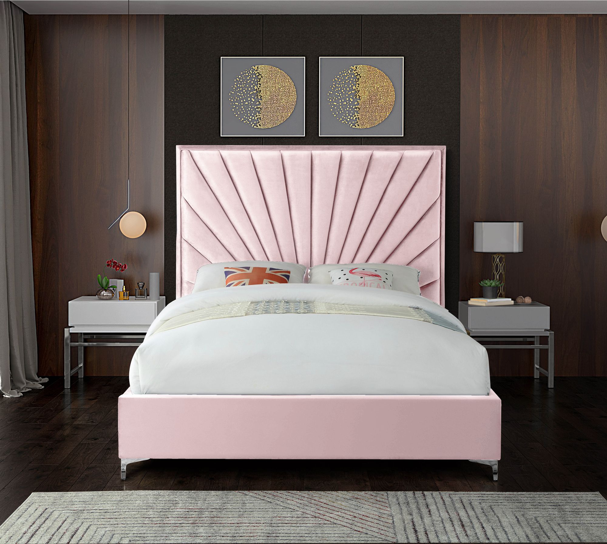 Eclipse Velvet Queen Size Bed